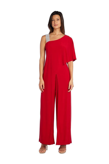 R&M Richards Asymmetric Jumpsuit with Overlay Sale - The Dress Outlet