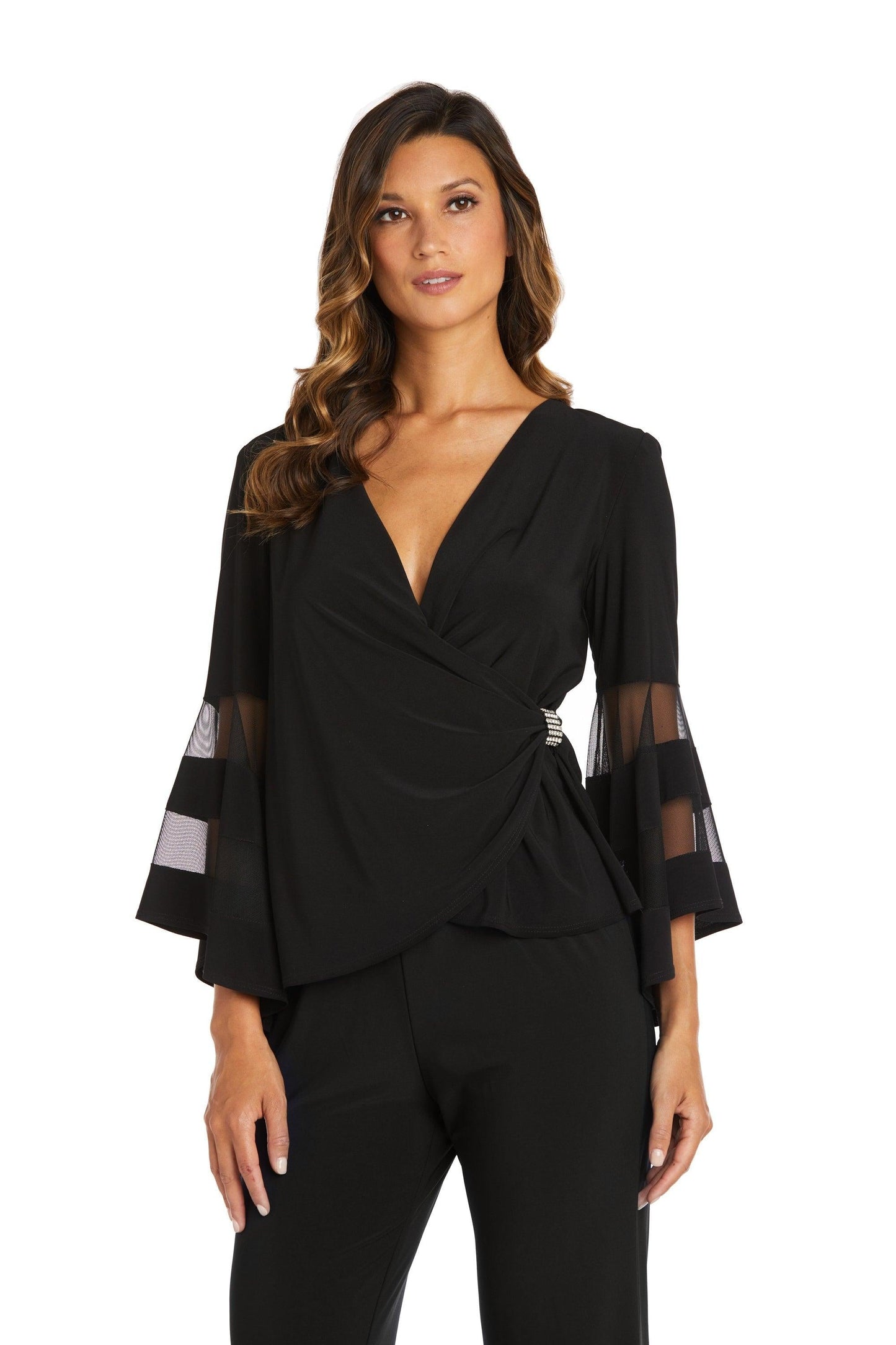 R&M Richards Bell Sleeve Wrap Top 9248 - The Dress Outlet