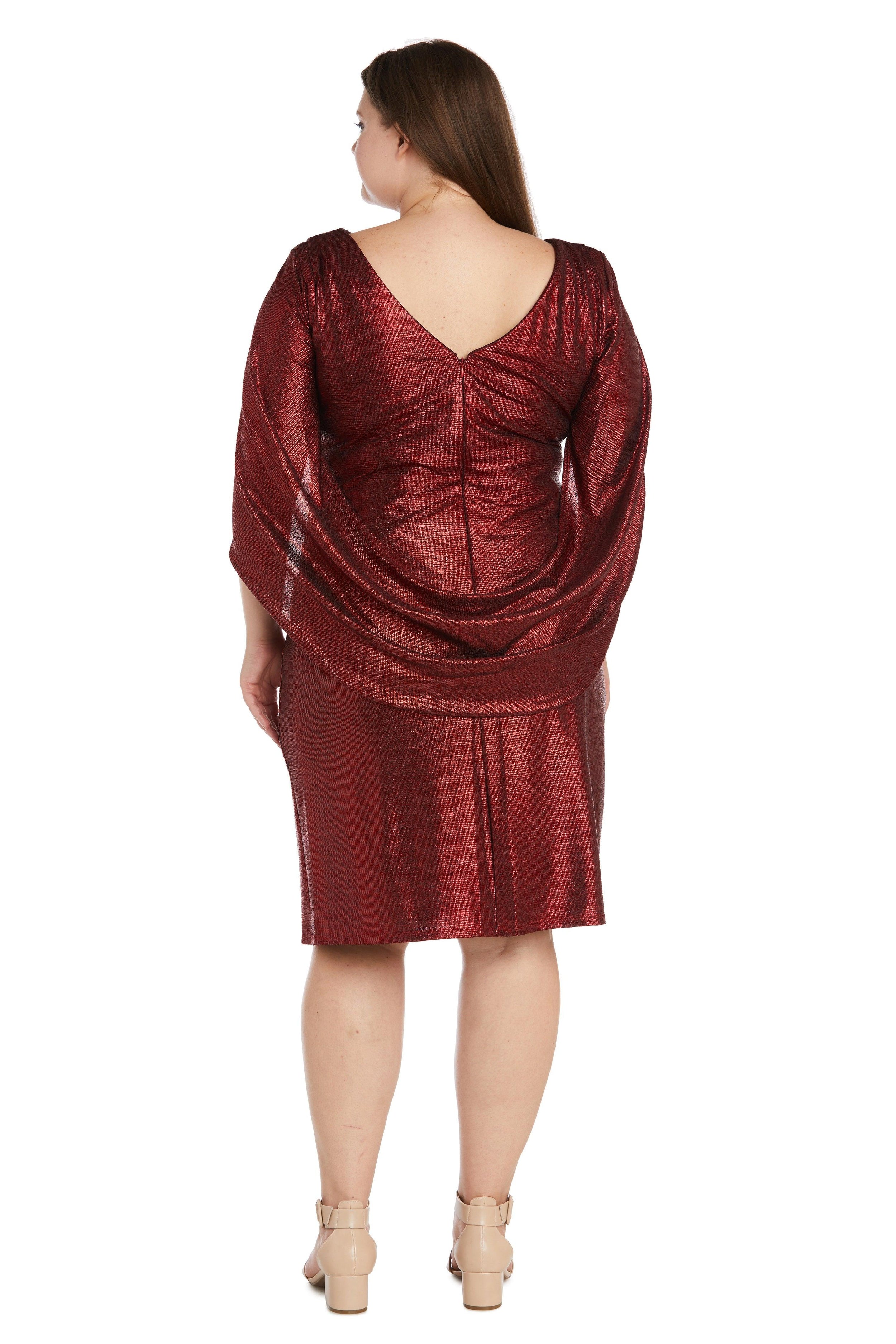 R&M Richards Draped Sleeve Short Plus Size Dress 7441W - The Dress Outlet