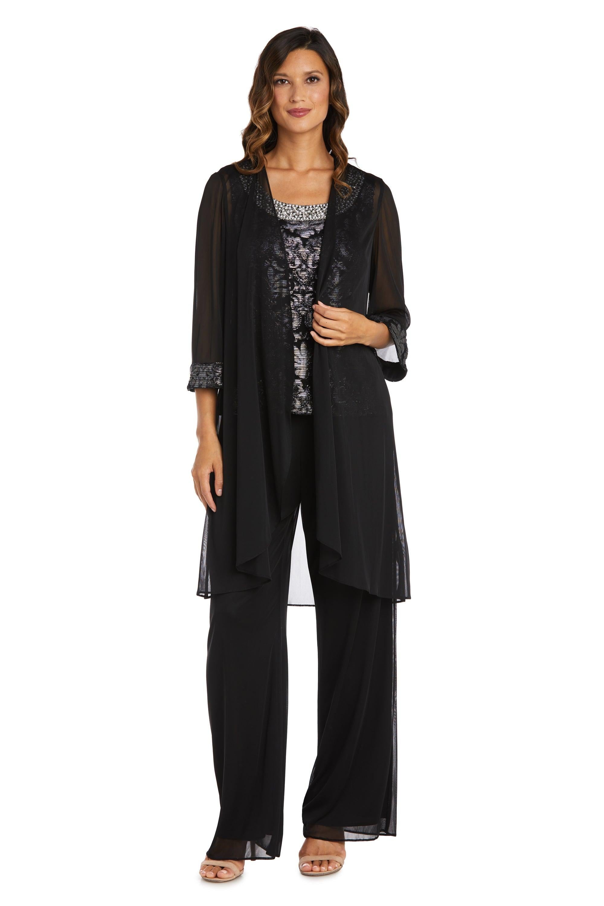 R&M Richards Formal Beaded Duster Pant Suit 7676 - The Dress Outlet