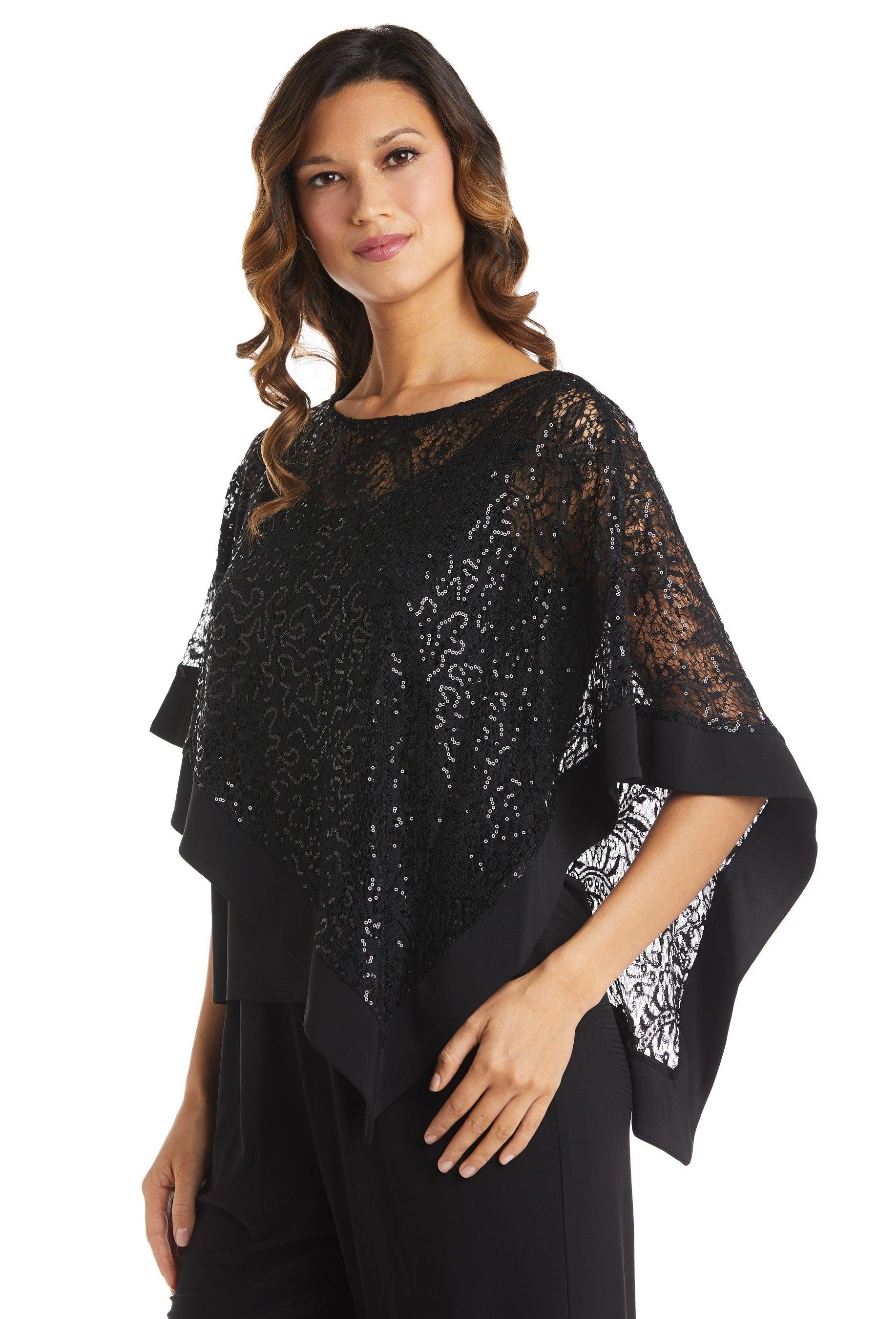 R&M Richards Formal Lace Poncho Top 2117 - The Dress Outlet