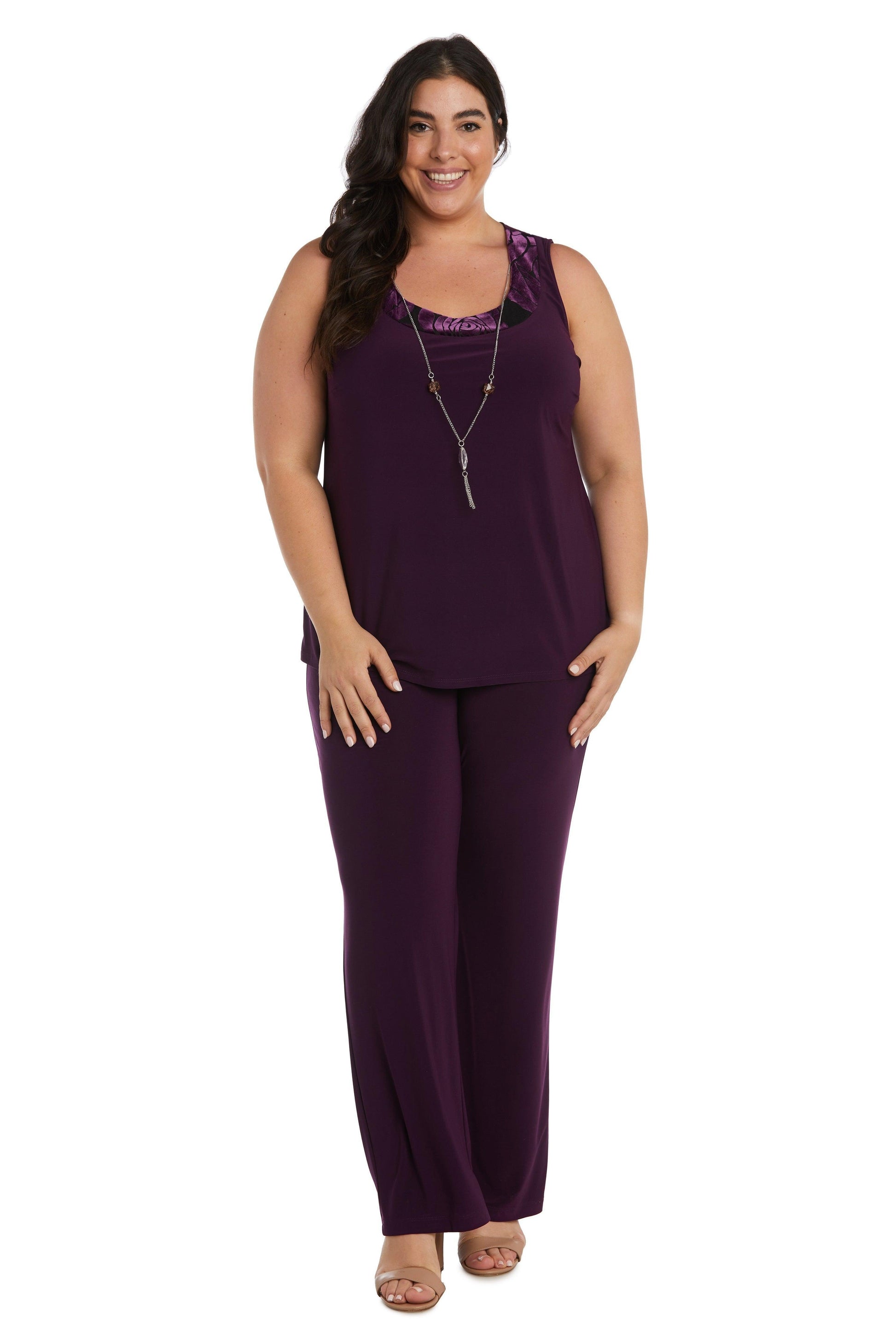 R&M Richards 9017W Formal Plus Size Black Pant Suit Sale