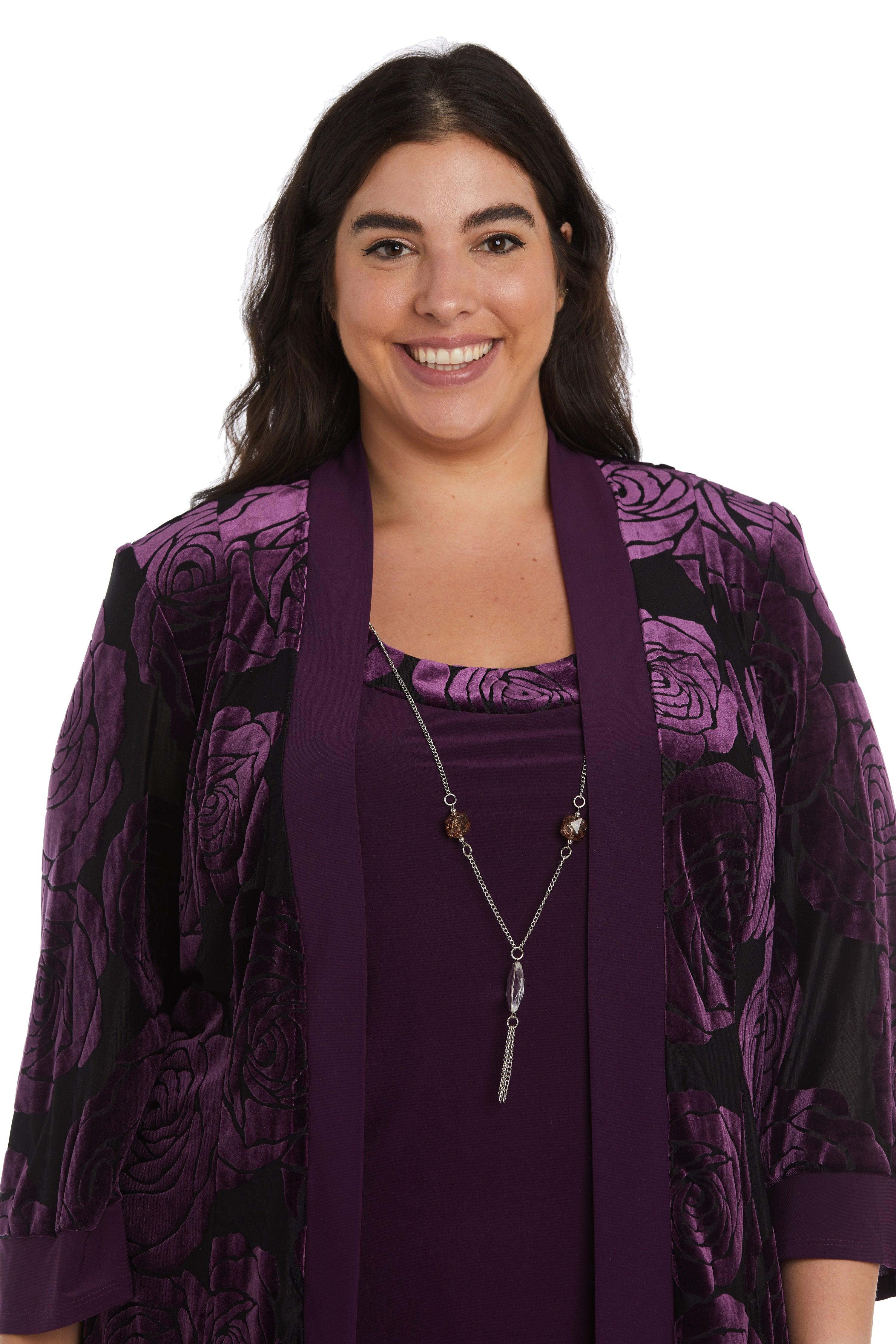 R&M Richards Formal Plus Size Black Pant suit Plum