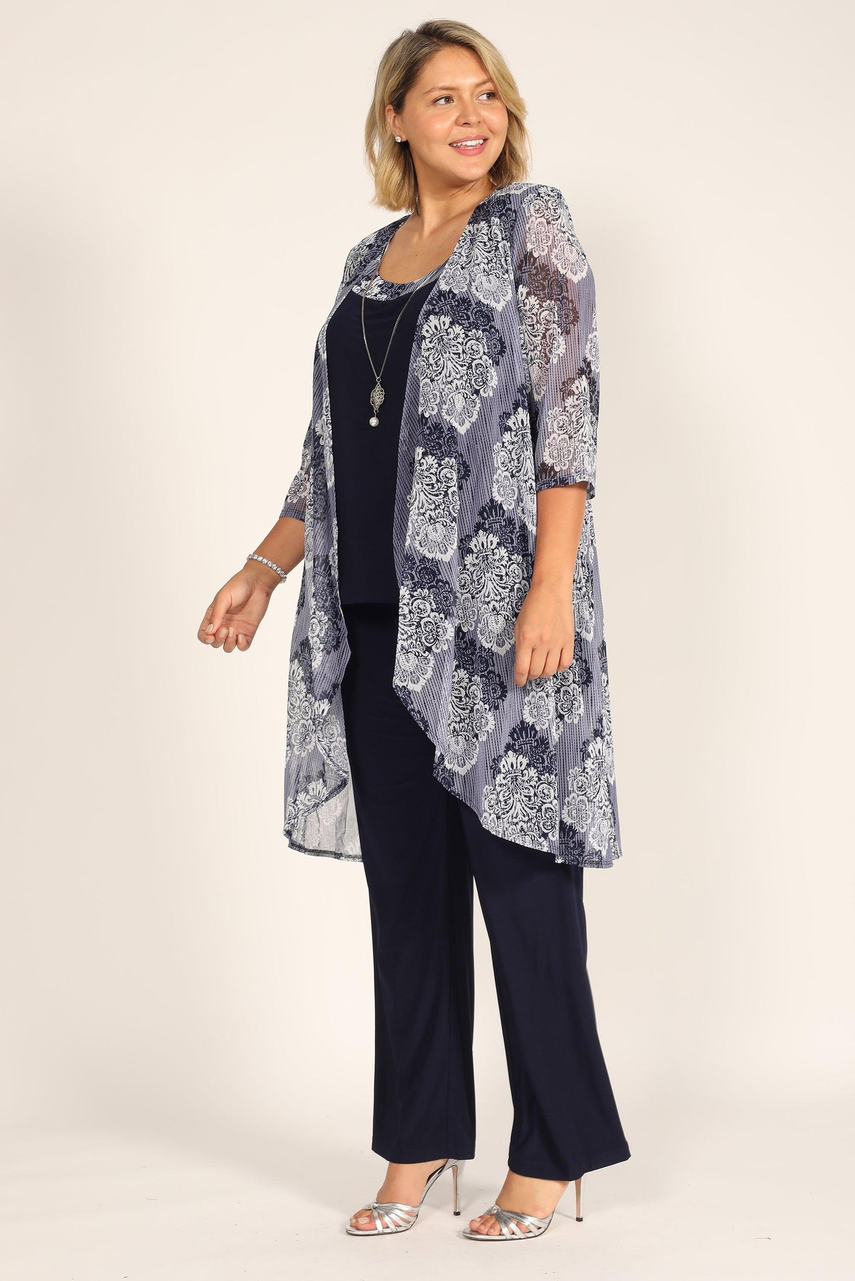 Navy/White R&M Richards 7258 Formal Sleeveless Jacket Pant Suit for $29 ...