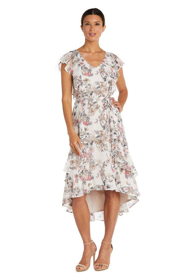 Floral Chiffon Dress High Low R&M Richards 7840