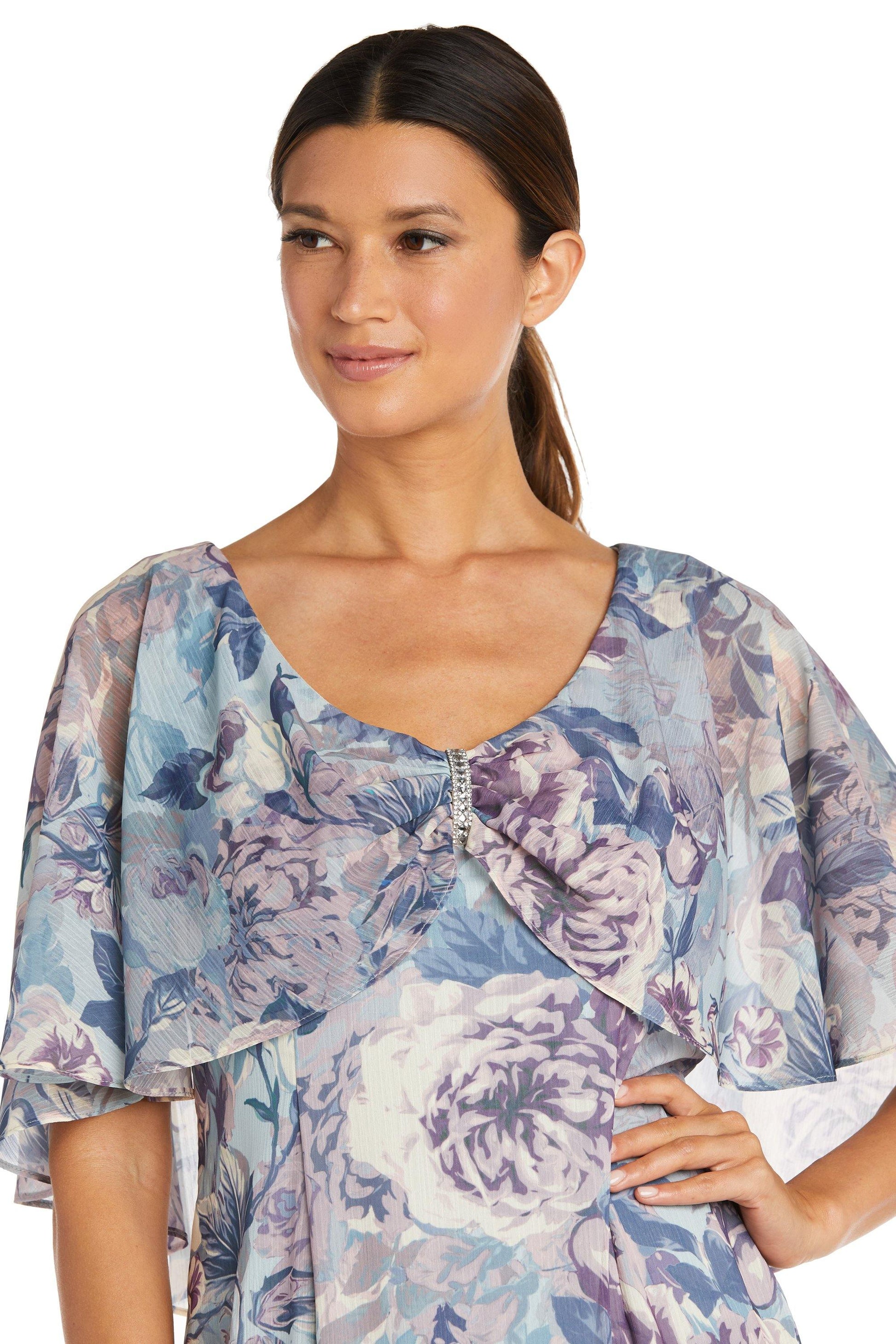 R&M Richards 7950 High Low Floral Chiffon Dress