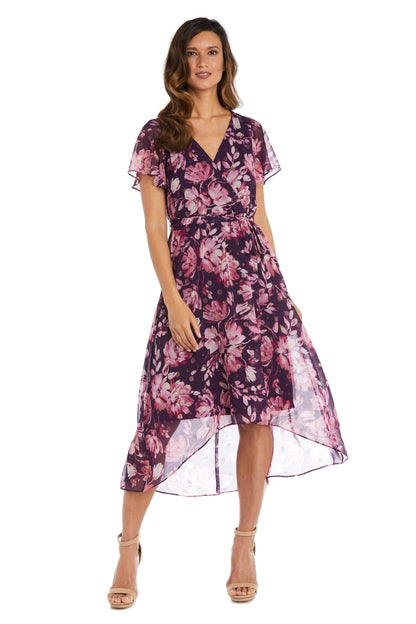 R&M Richards High Low Floral Chiffon Dress 9500 - The Dress Outlet