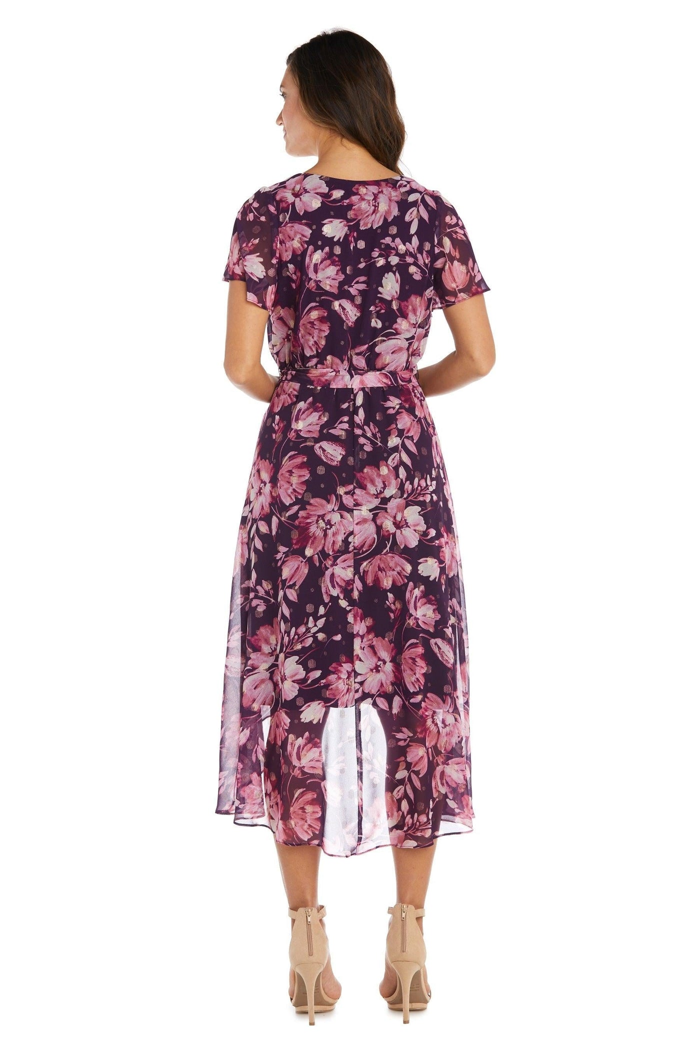 R&M Richards High Low Floral Chiffon Dress 9500 - The Dress Outlet