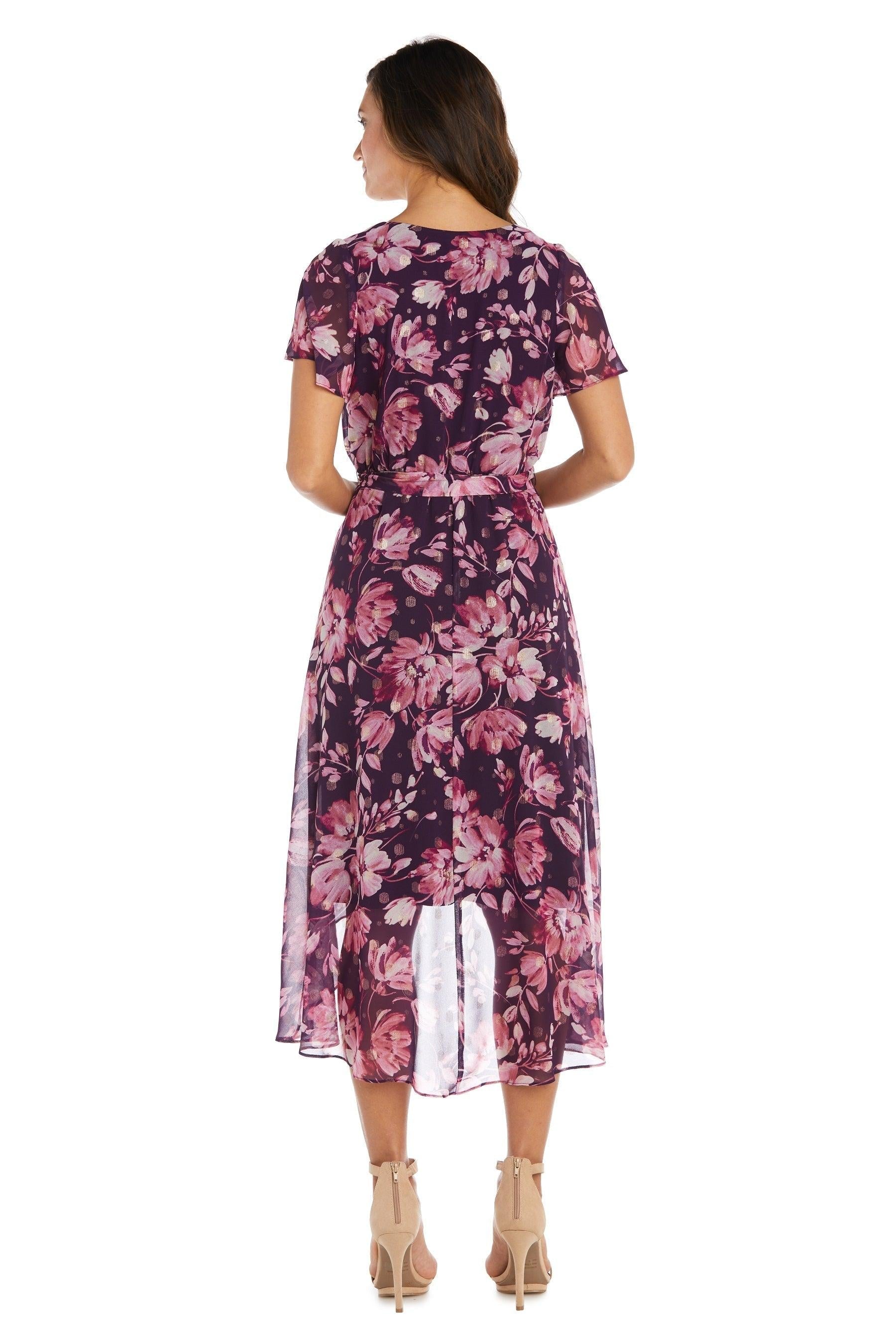 R&M Richards High Low Floral Chiffon Dress 9500 - The Dress Outlet