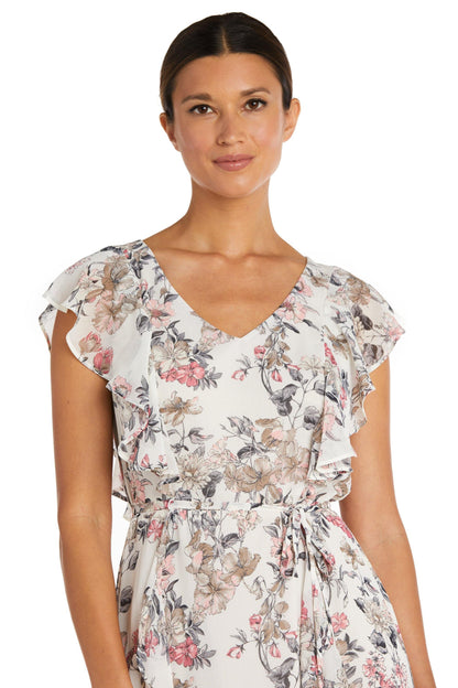 R&M Richards High Low Floral Chiffon Dress 7840 - The Dress Outlet