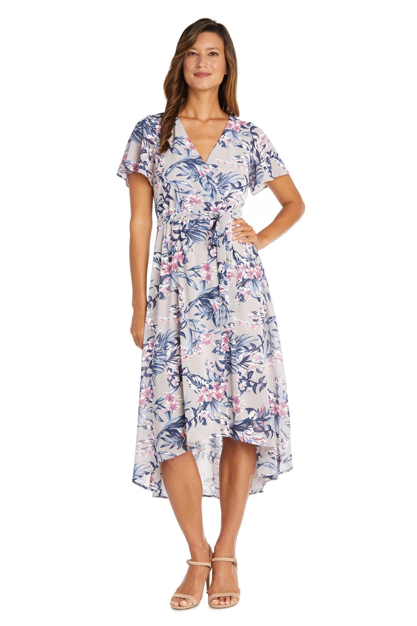 R&M Richards High Low Floral Petite Dress 9400P - The Dress Outlet