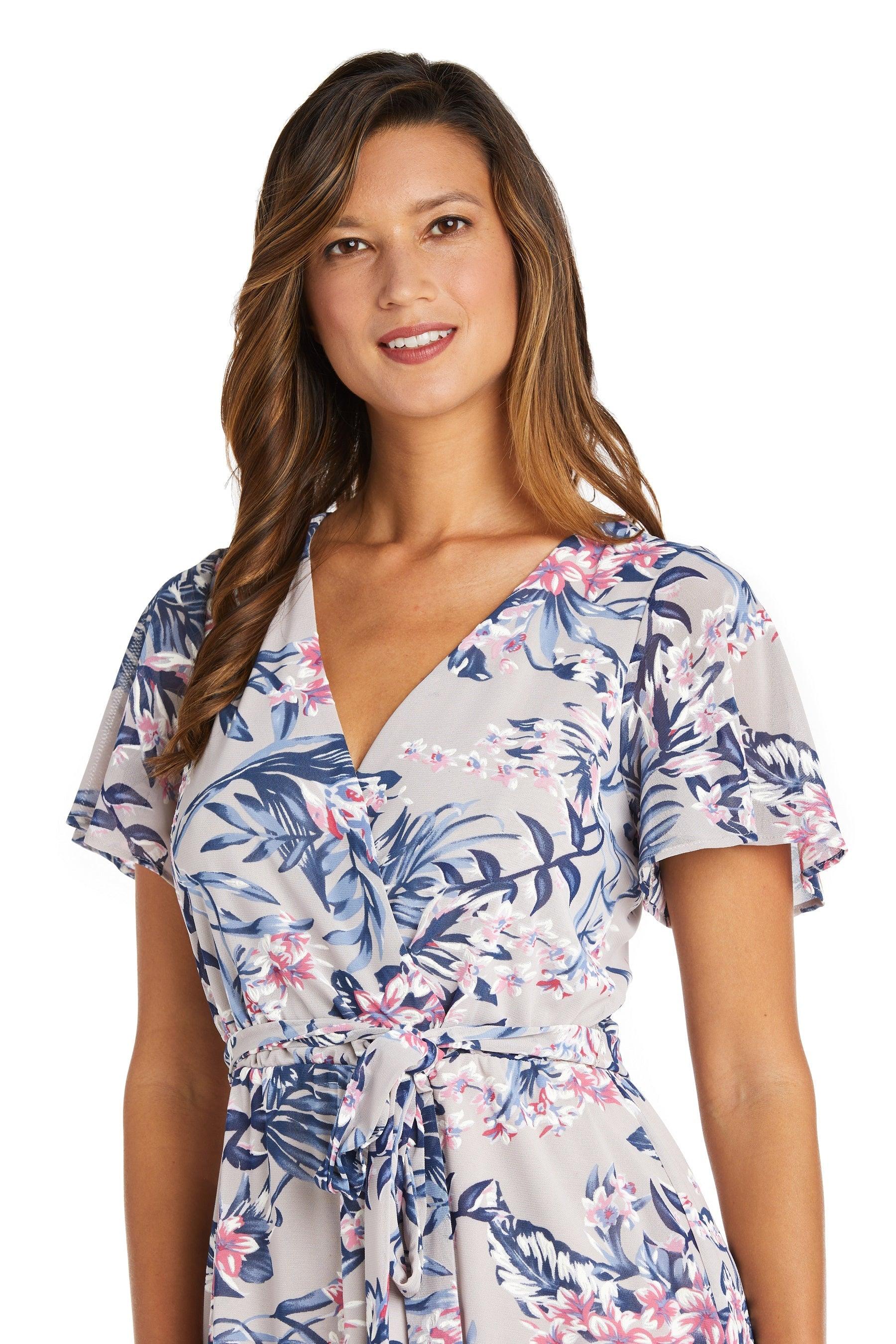 R&M Richards High Low Floral Print Dress 9400 - The Dress Outlet