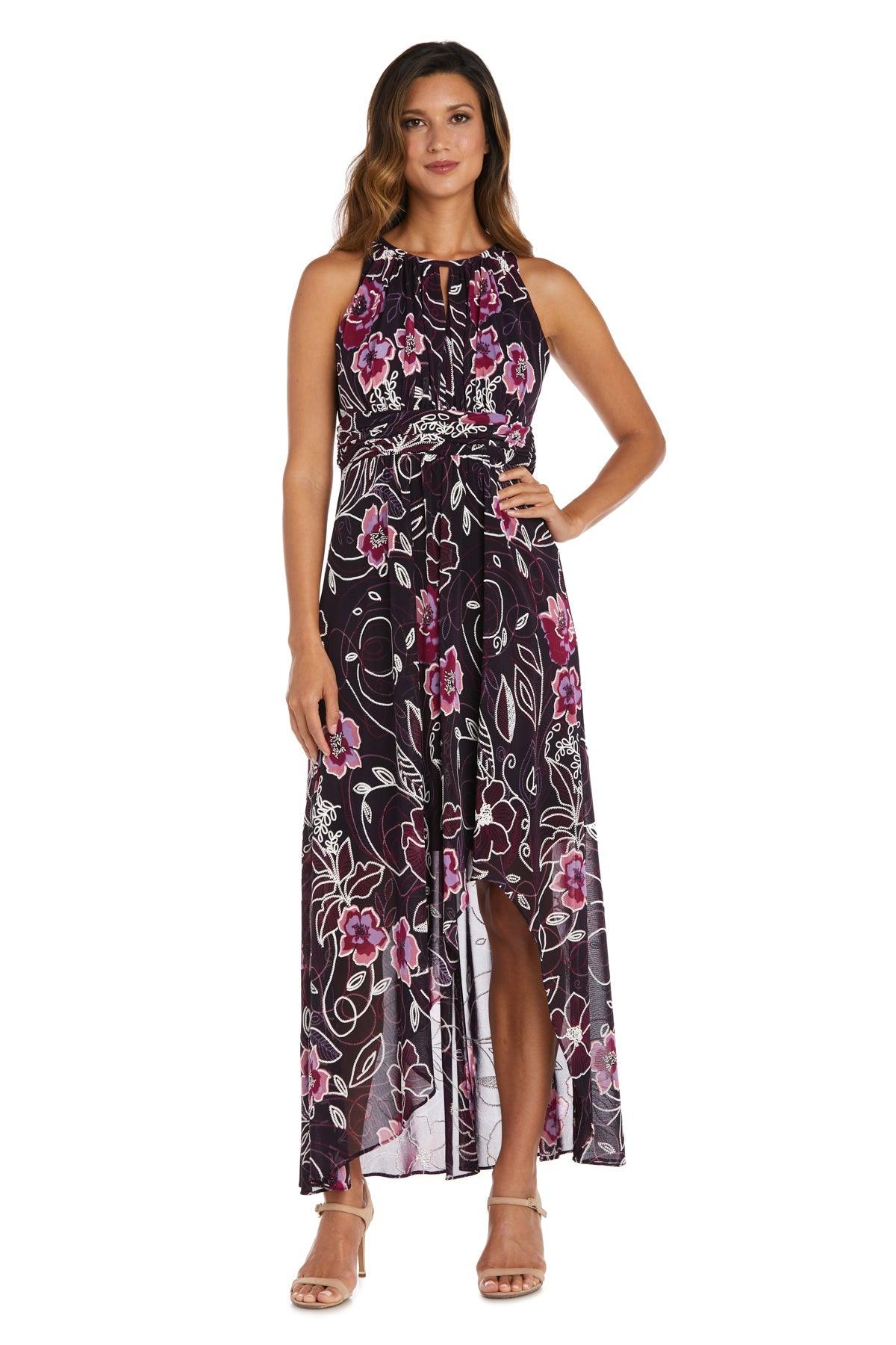R&M Richards High Low Formal Petite Print Gown 7958P - The Dress Outlet