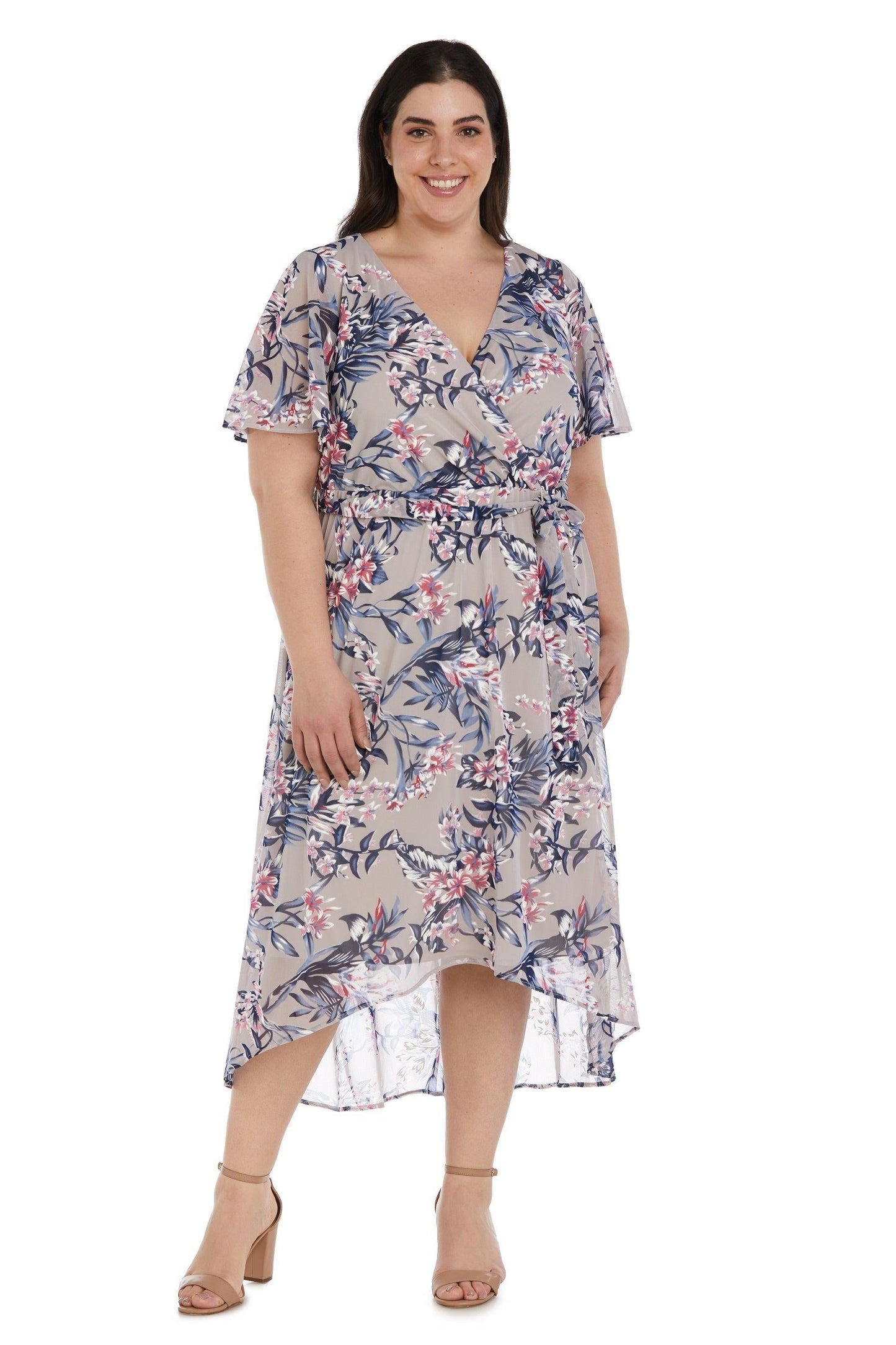 R&M Richards High Low Plus Size Floral Dress 9400W - The Dress Outlet