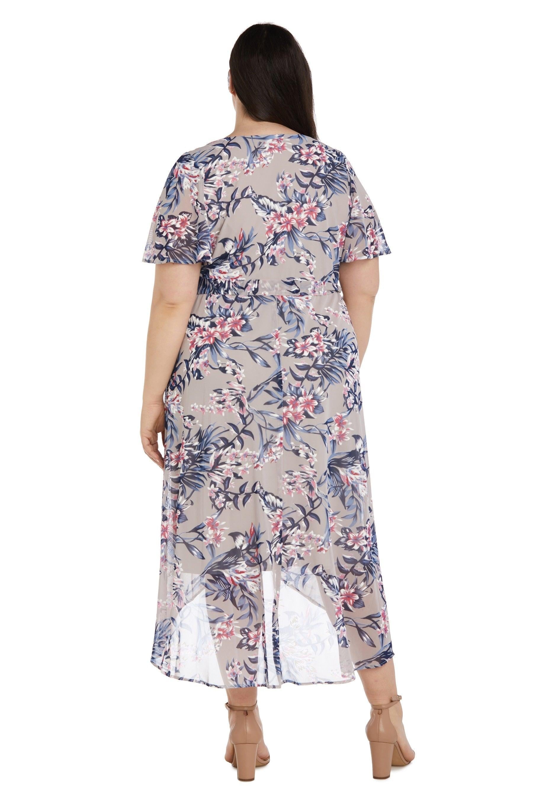 R&M Richards High Low Plus Size Floral Dress 9400W - The Dress Outlet