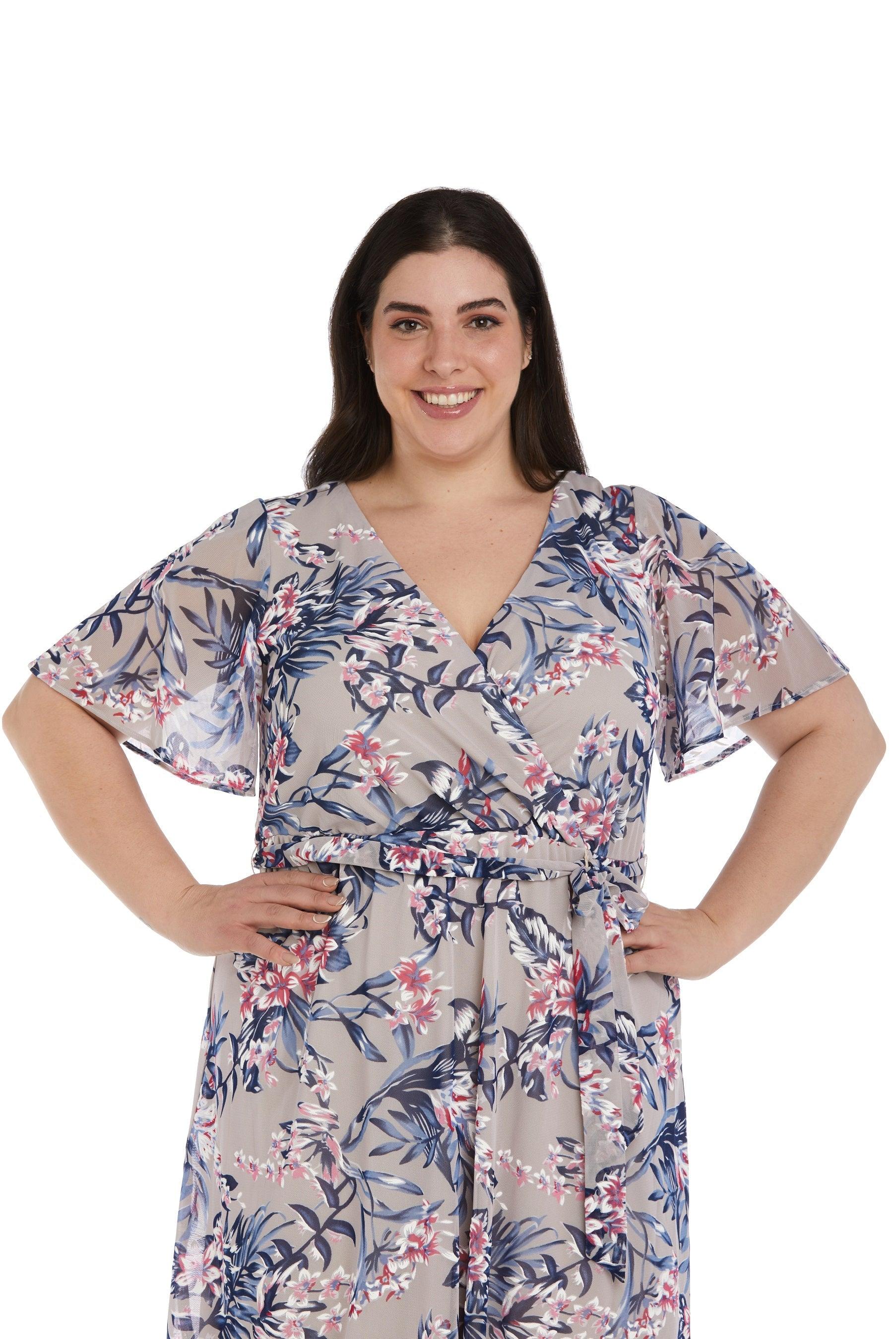 R&M Richards High Low Plus Size Floral Dress 9400W - The Dress Outlet