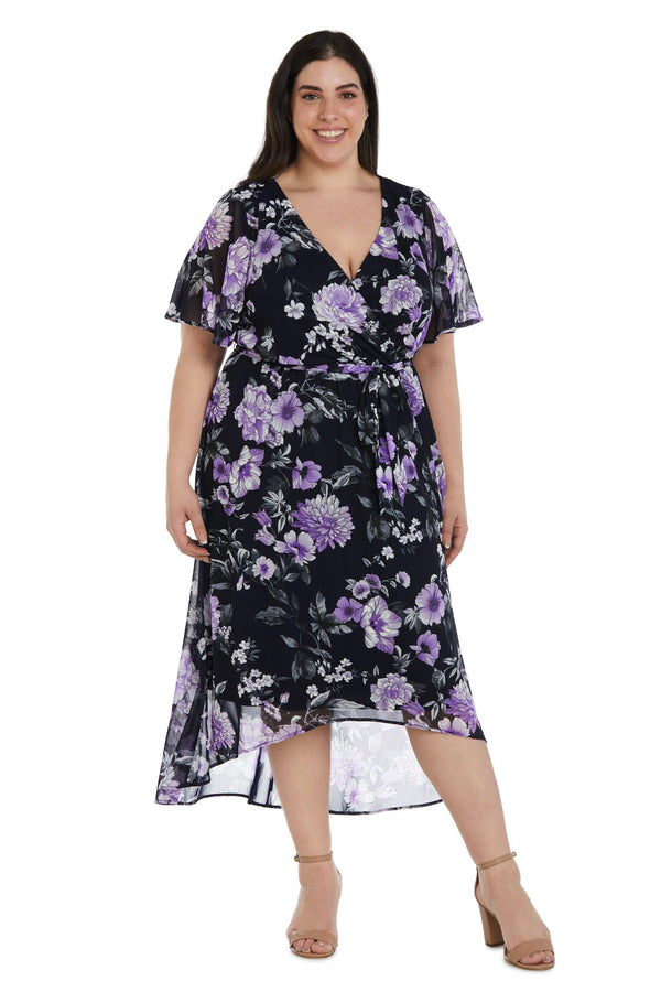 Plus Size Print High Low Dress High Low Hem R&M Richards 9420W