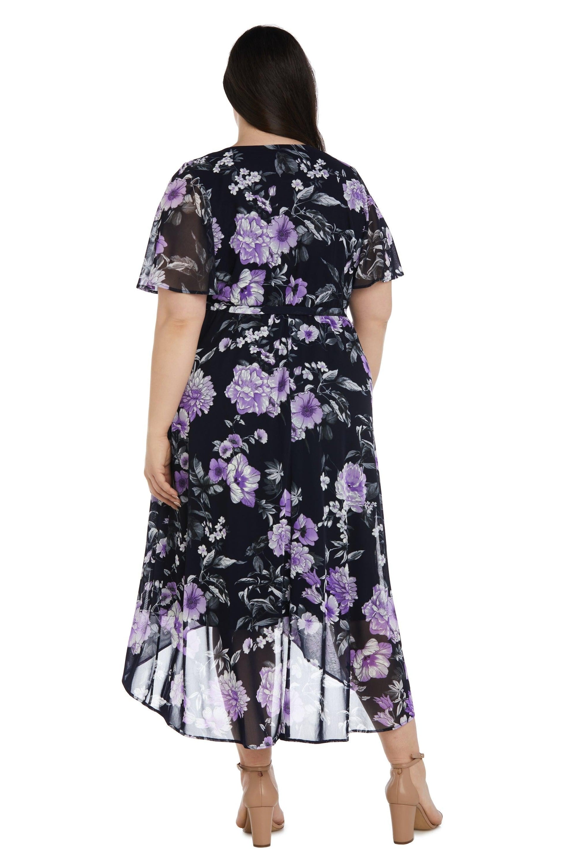 R&M Richards 9420W High Low Plus Size Print Dress