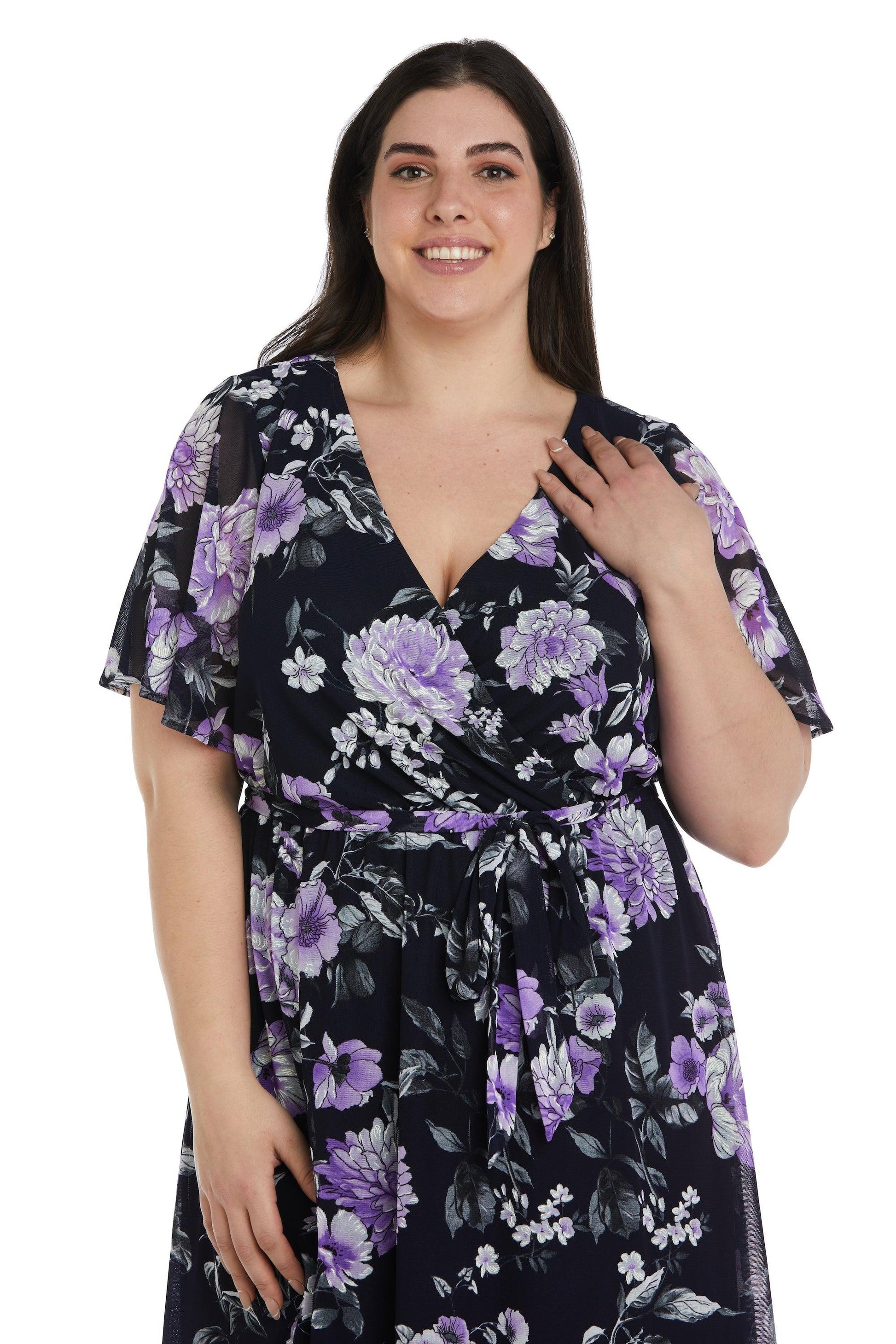 R&M Richards 9420W High Low Plus Size Print Dress