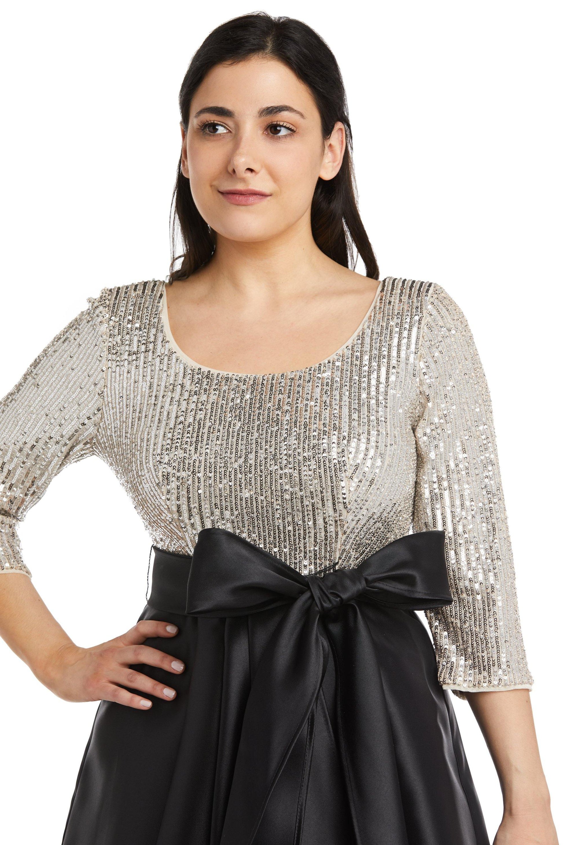 R&M Richards 7411P High Low Sequins Petite Dress
