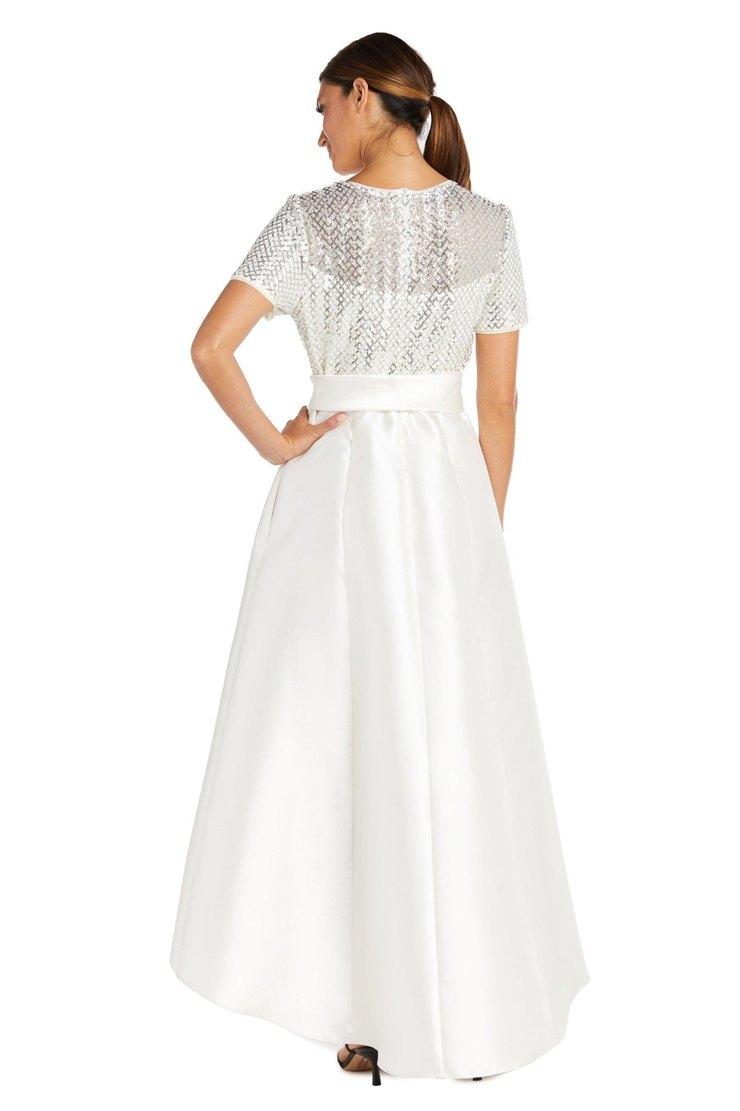R&M Richards High Low Short Sleeve Formal Gown 9162 - The Dress Outlet