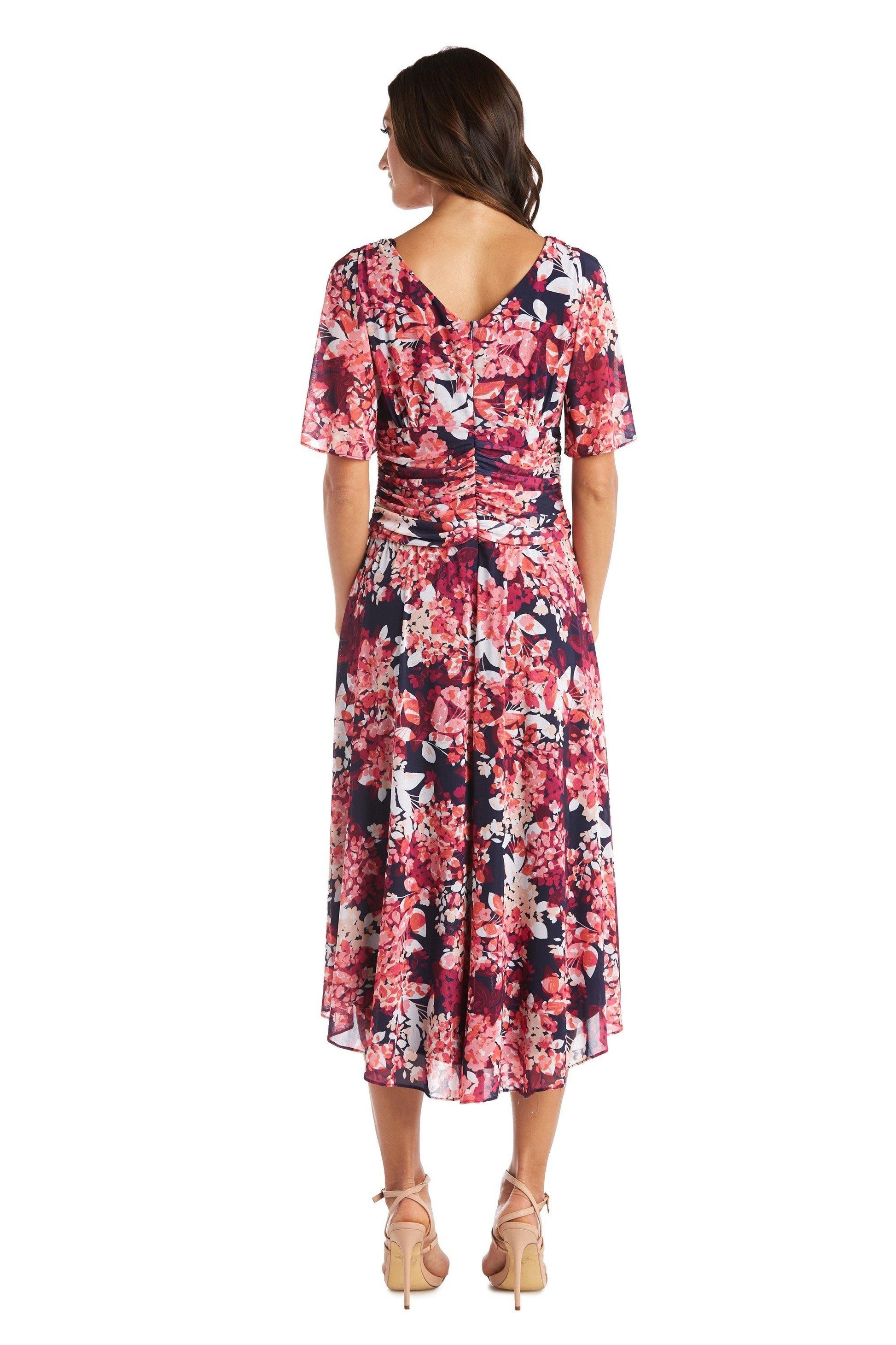 R&M Richards 7316 High Low Short Sleeve Print Dress