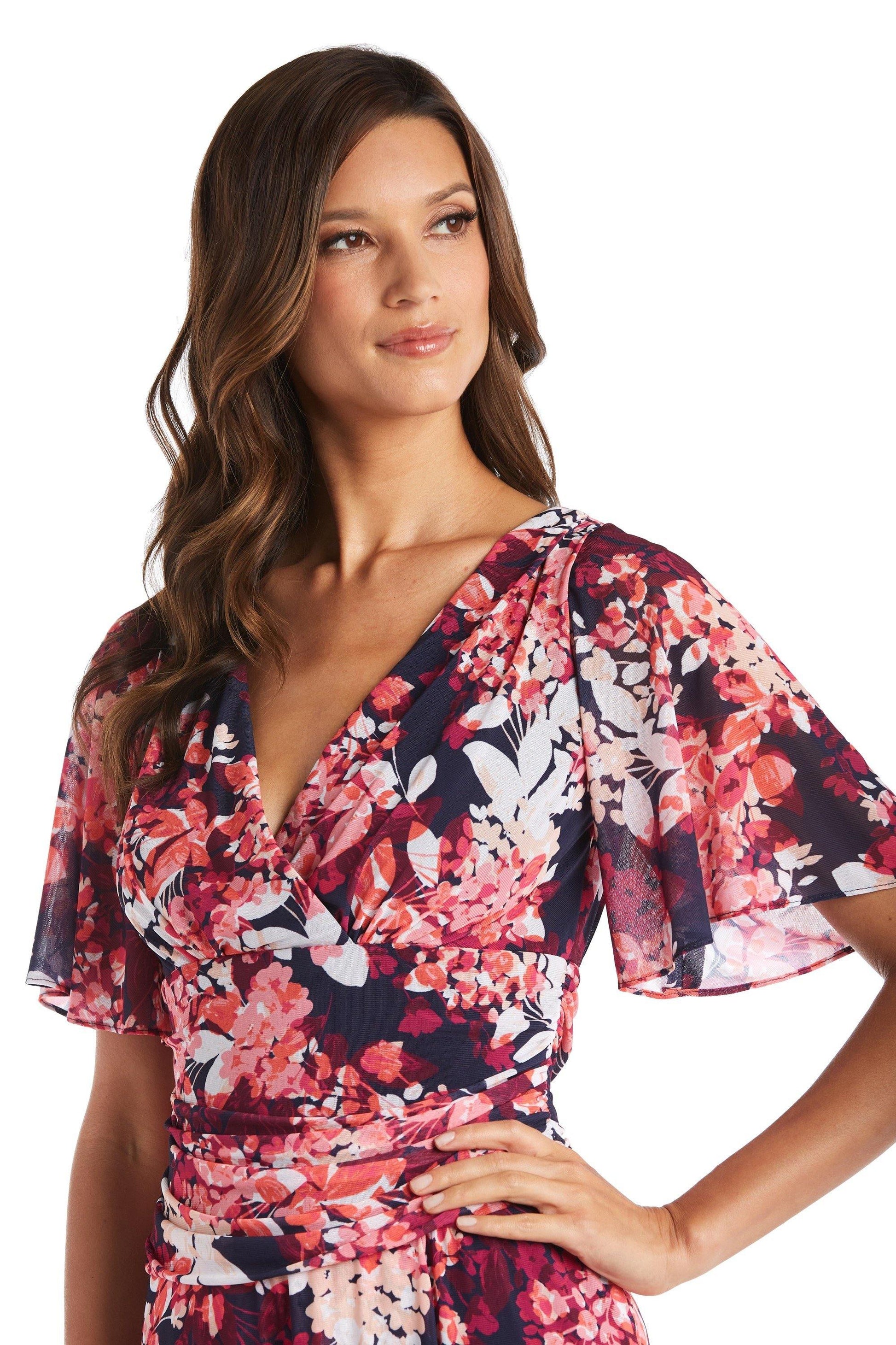 R&M Richards 7316 High Low Short Sleeve Print Dress