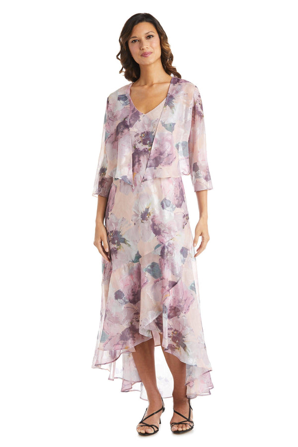 Two Piece Jacket Dress High Low Hem R&M Richards 7773