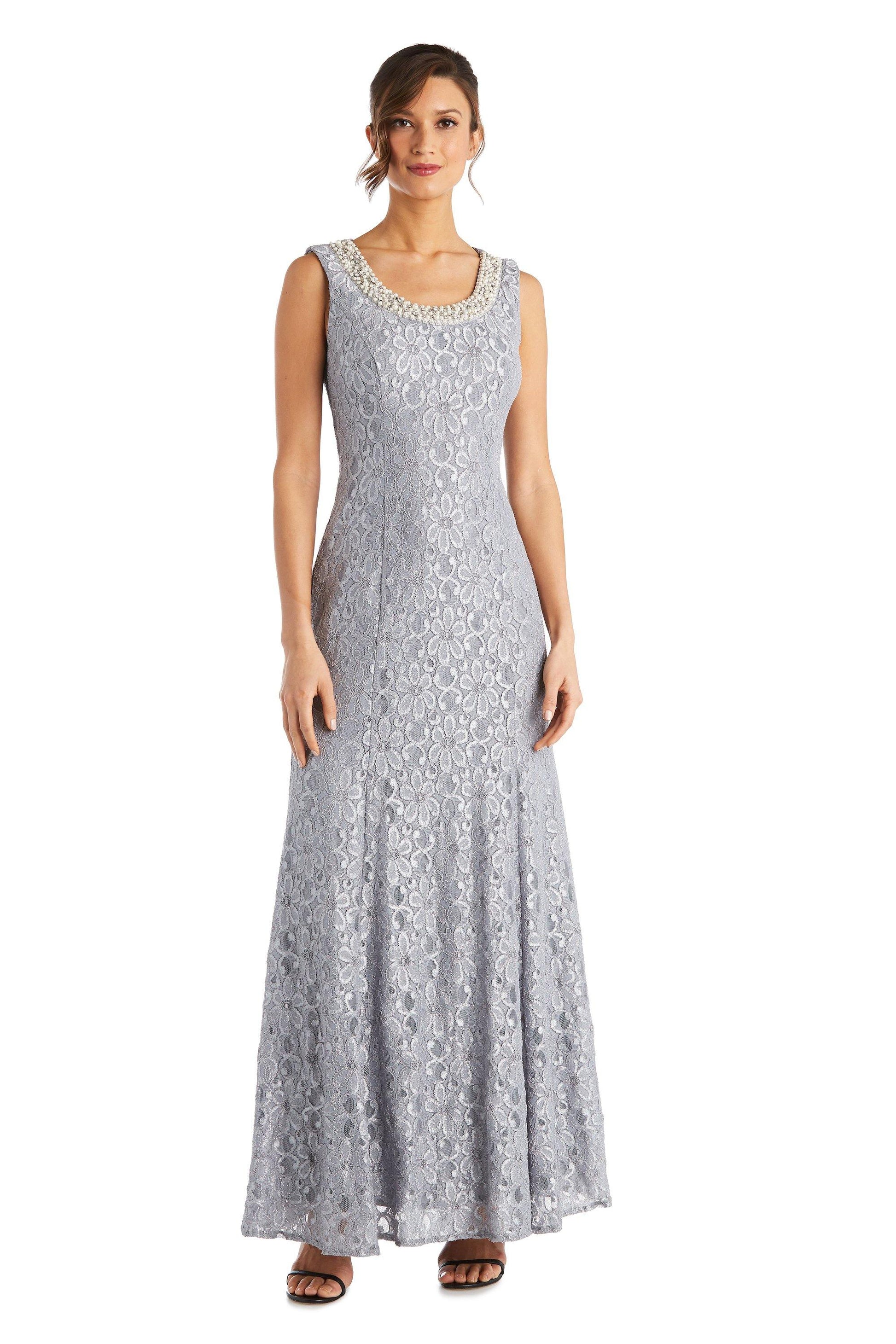R&M Richards 2382P Long Formal Beaded Petite Dress