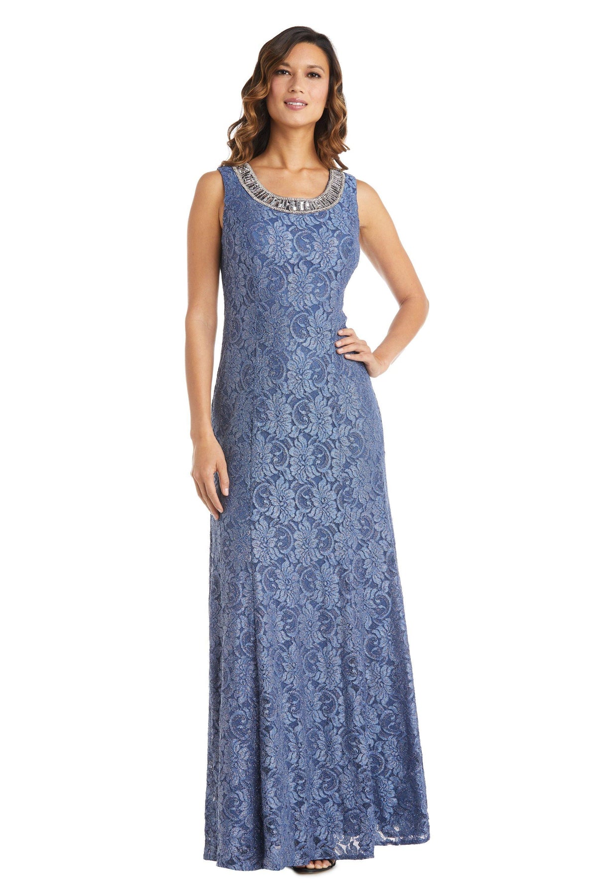 R&M Richards Long Formal Beaded Petite Dress 2552P - The Dress Outlet
