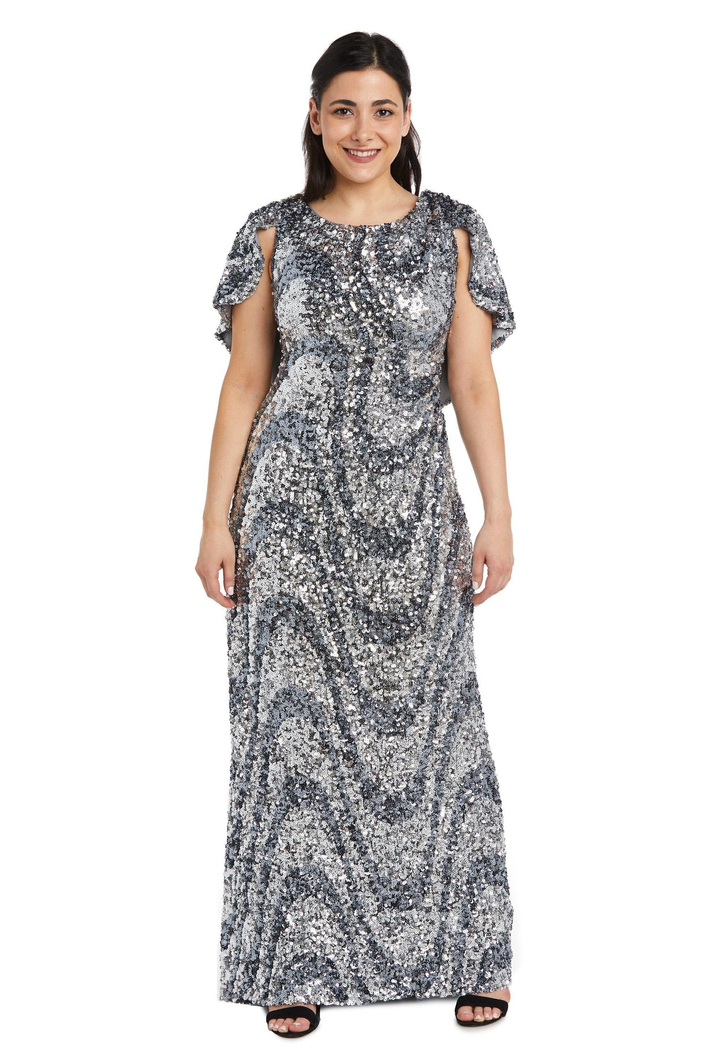 R&M Richards Long Formal Capelet Petite Dress 7510P - The Dress Outlet