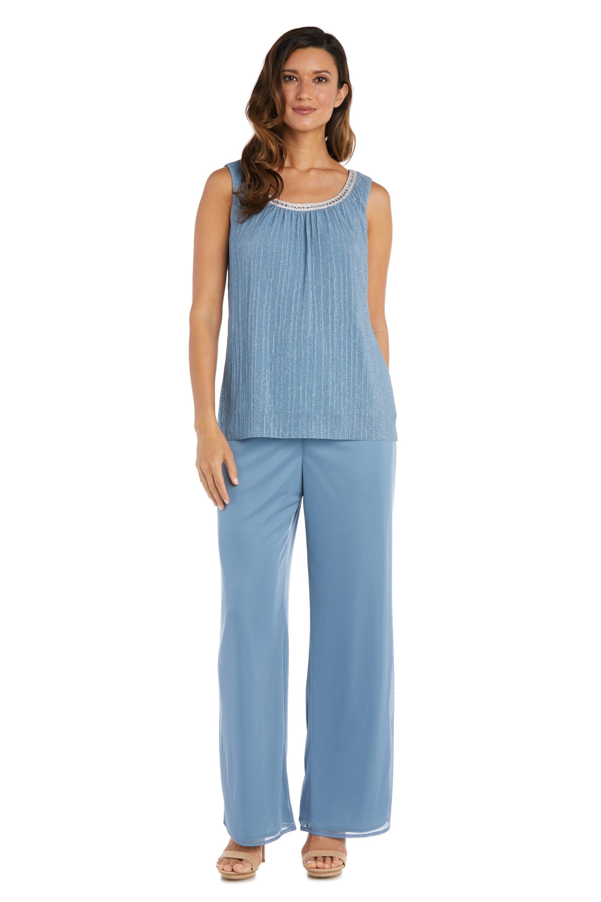 R&M Richards Long Formal Chiffon Pant Suit 2593 - The Dress Outlet