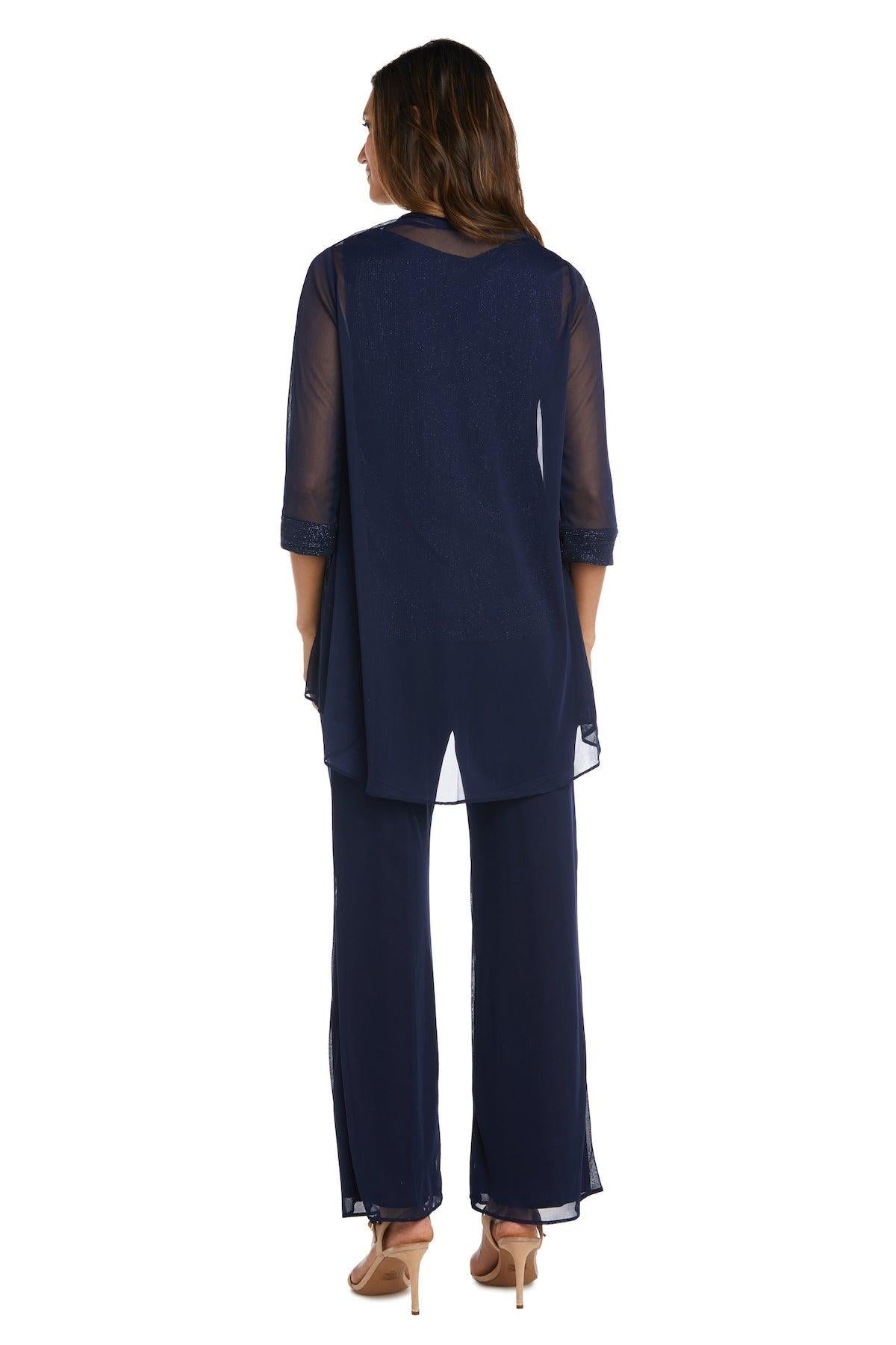 R&M Richards Long Formal Chiffon Pant Suit 2593 - The Dress Outlet
