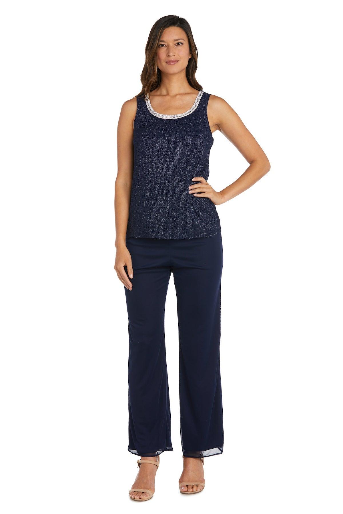 R&M Richards Long Formal Chiffon Pant Suit 2593 - The Dress Outlet