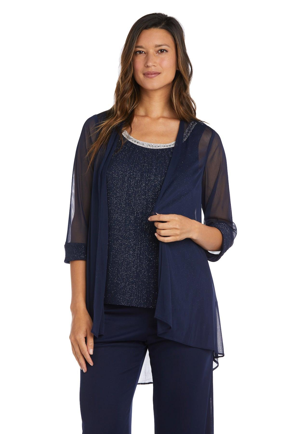 R&M Richards Long Formal Chiffon Pant Suit 2593 - The Dress Outlet