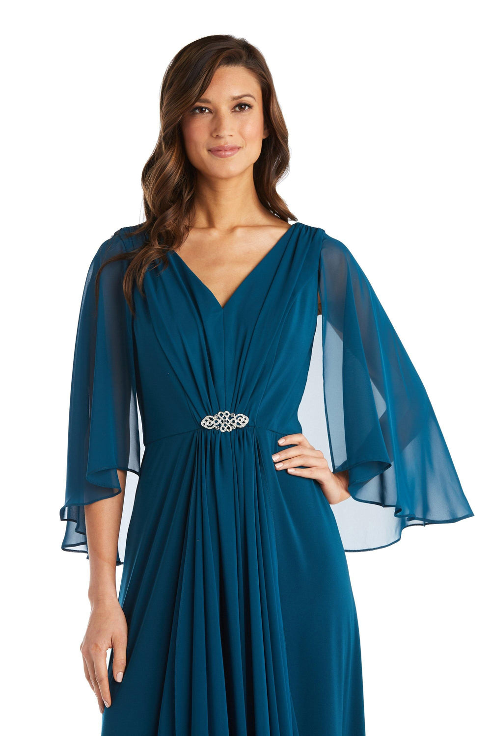 R&M Richards Long Formal Chiffon Petite Dress 7329P - The Dress Outlet