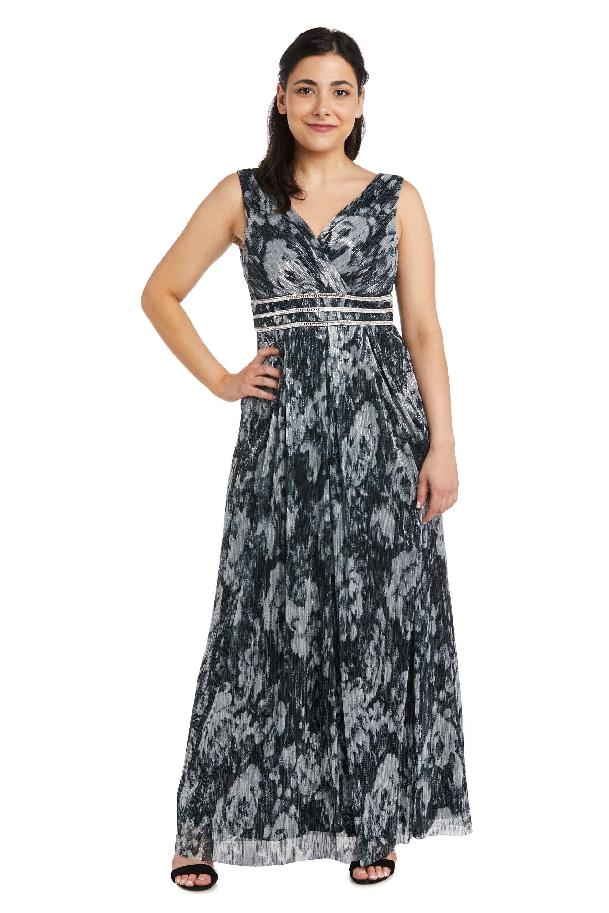 R&M Richards 7178P Long Formal Metallic Petite Gown