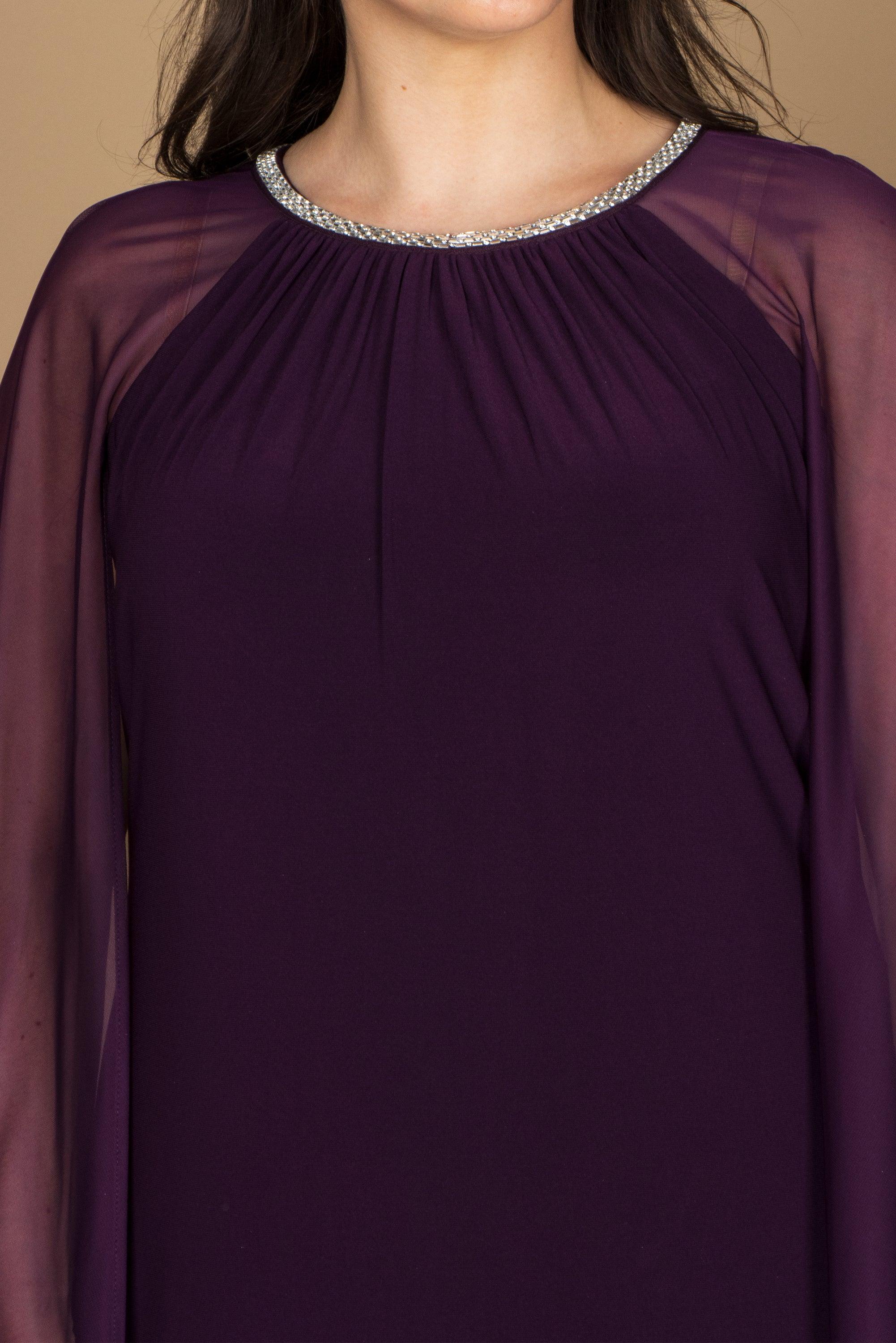 R&M Richards Long Formal Petite Beaded Dress 2487P - The Dress Outlet