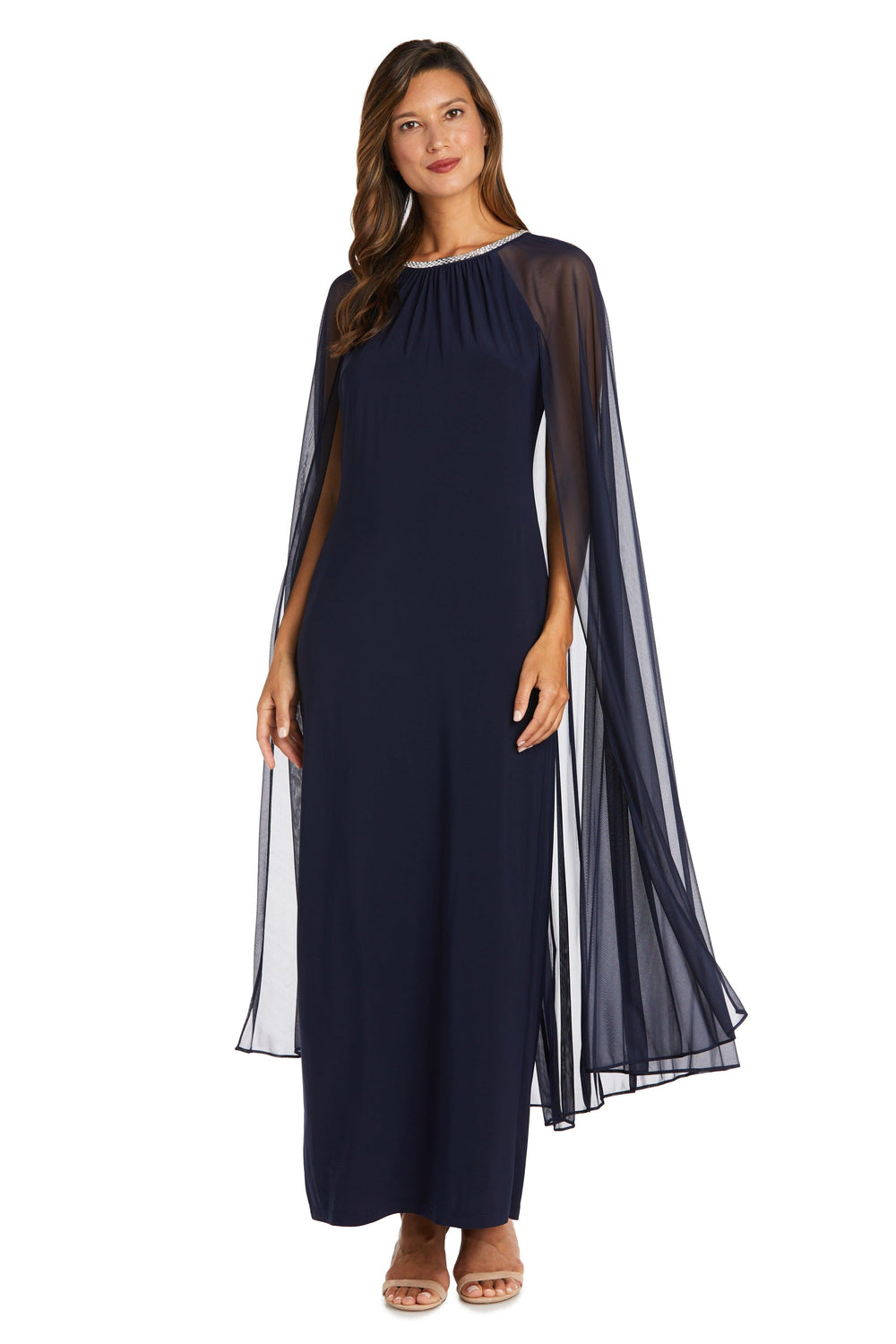 R&M Richards Long Formal Petite Beaded Dress 2487P - The Dress Outlet