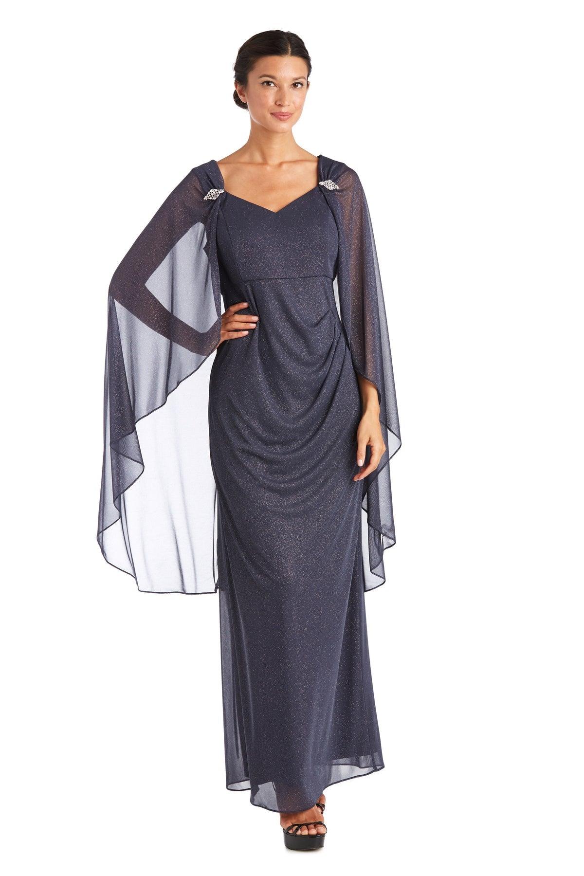 R&M Richards Long Formal Petite Cape Dress 2384P - The Dress Outlet
