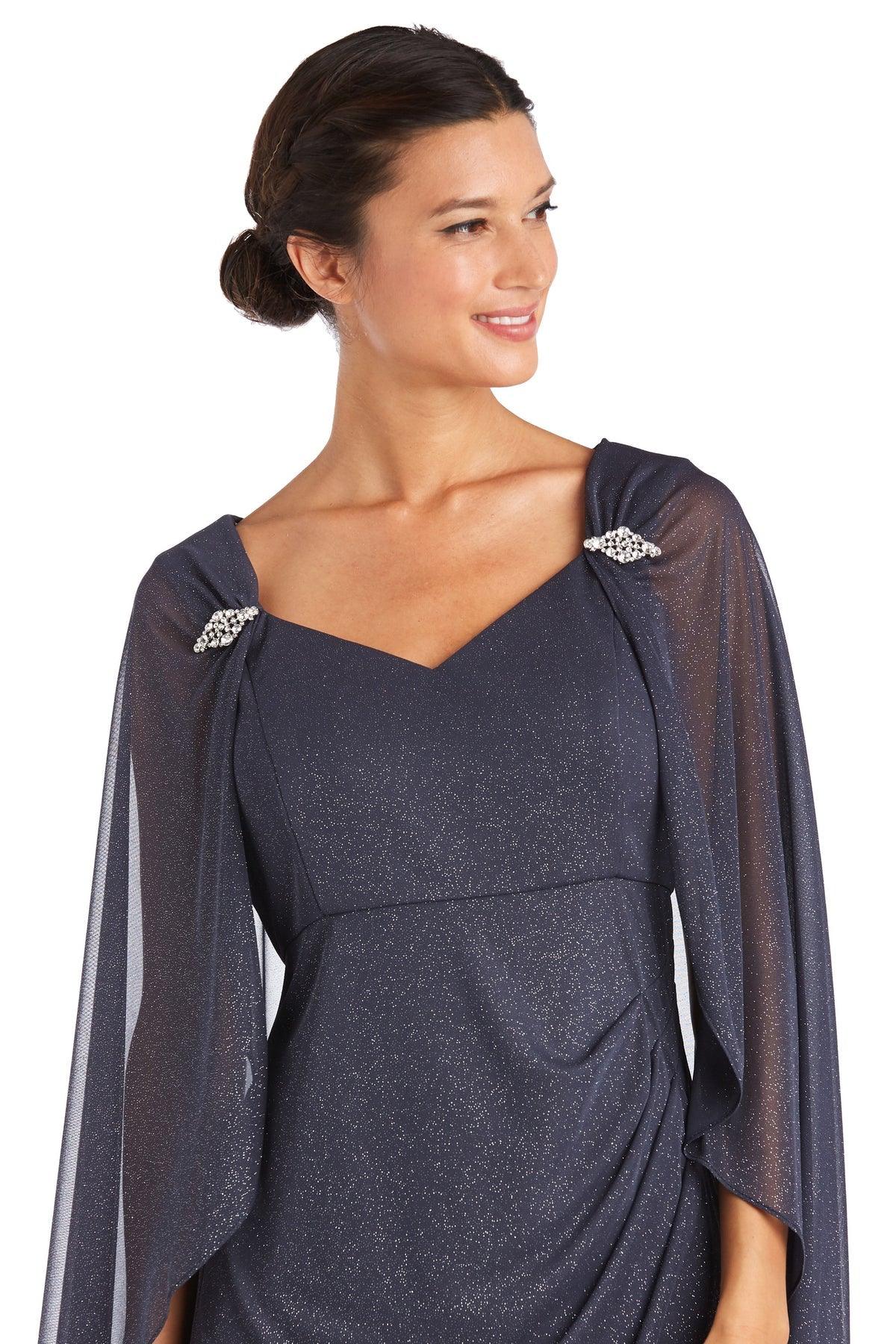 R&M Richards Long Formal Petite Cape Dress 2384P - The Dress Outlet