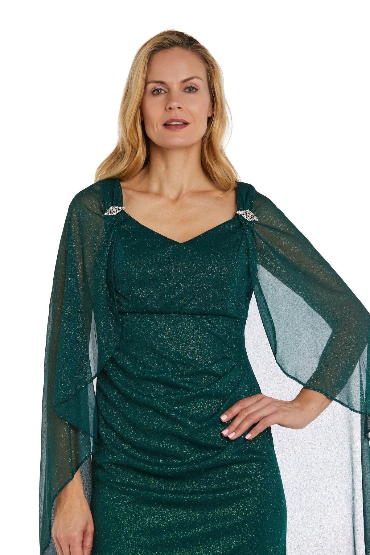 R&M Richards Long Formal Petite Cape Dress 2384P - The Dress Outlet