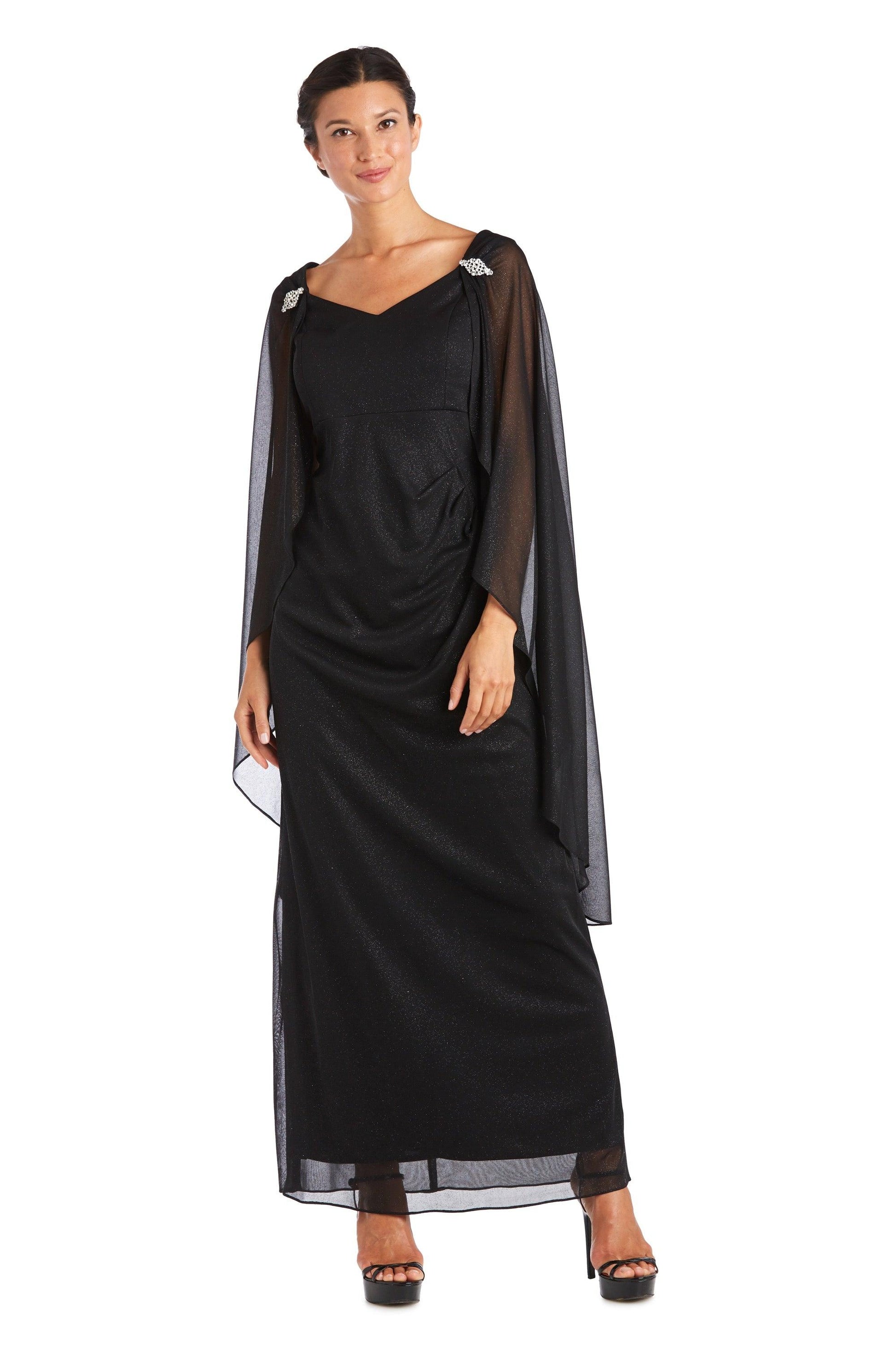 R&M Richards 2384P Long Formal Petite Cape Dress