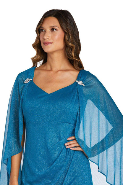 R&M Richards Long Formal Petite Cape Dress 2384P - The Dress Outlet