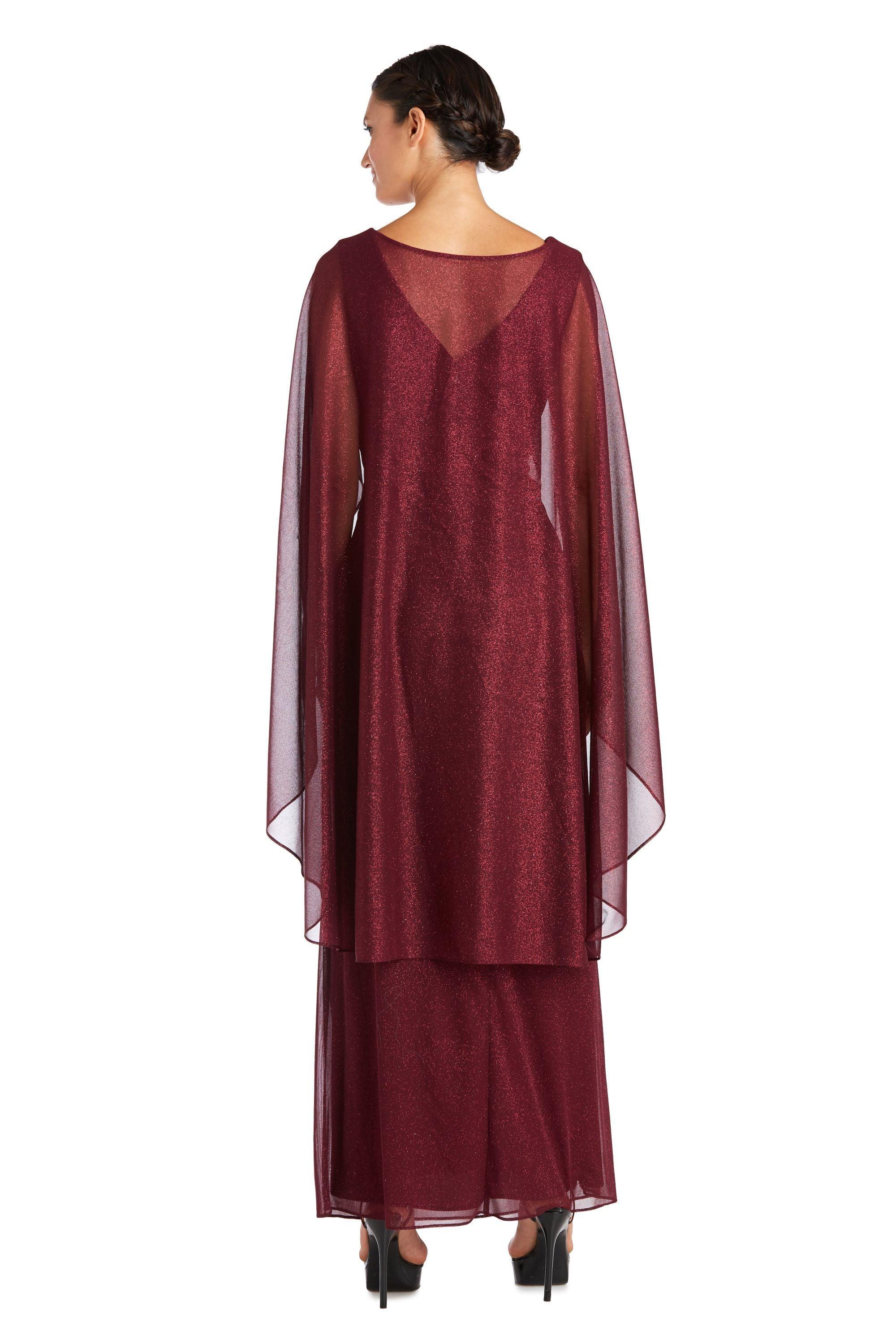 R&M Richards Long Formal Petite Cape Dress 2384P - The Dress Outlet