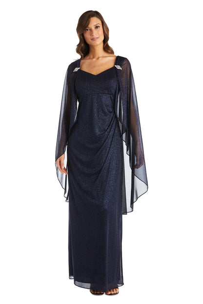 R&M Richards Long Formal Petite Cape Dress 2384P - The Dress Outlet