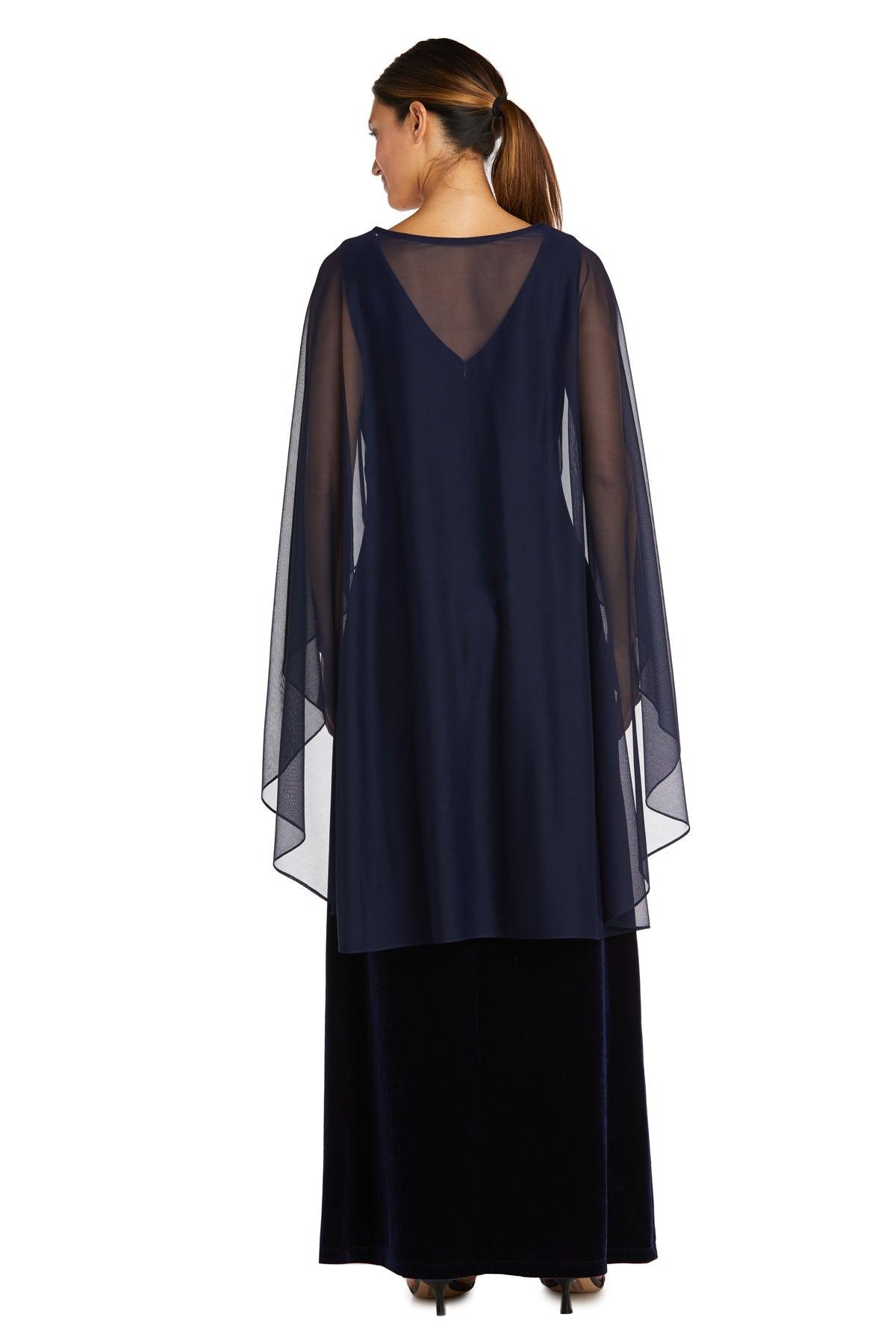 R&M Richards Long Formal Petite Cape Dress 2668P - The Dress Outlet