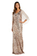Champagne R&M Richards 9209P Long Formal Petite Capelet Dress for $151. ...