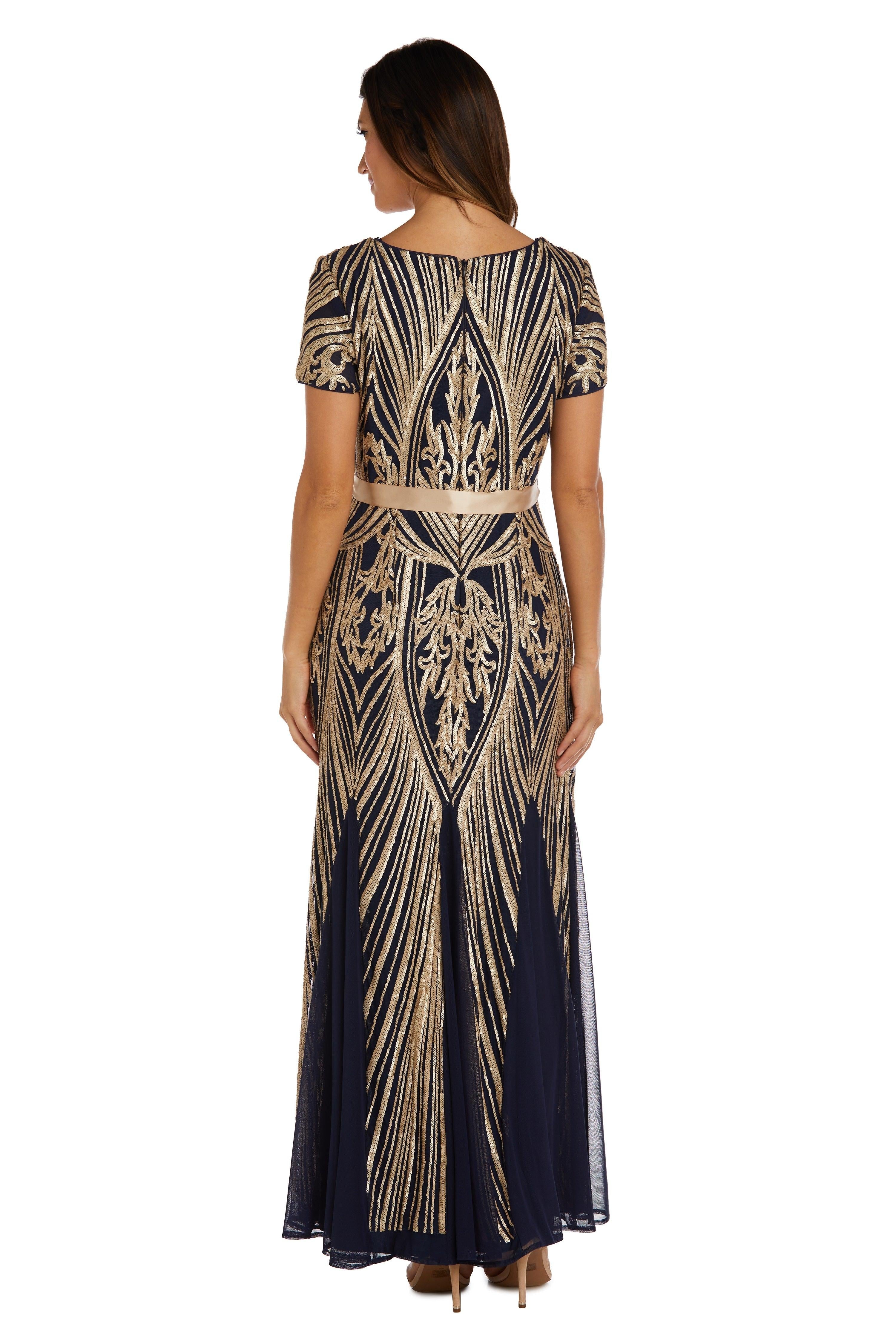 Navy/Gold R&M Richards 7385P Long Formal Petite Dress for $129.99 – The ...