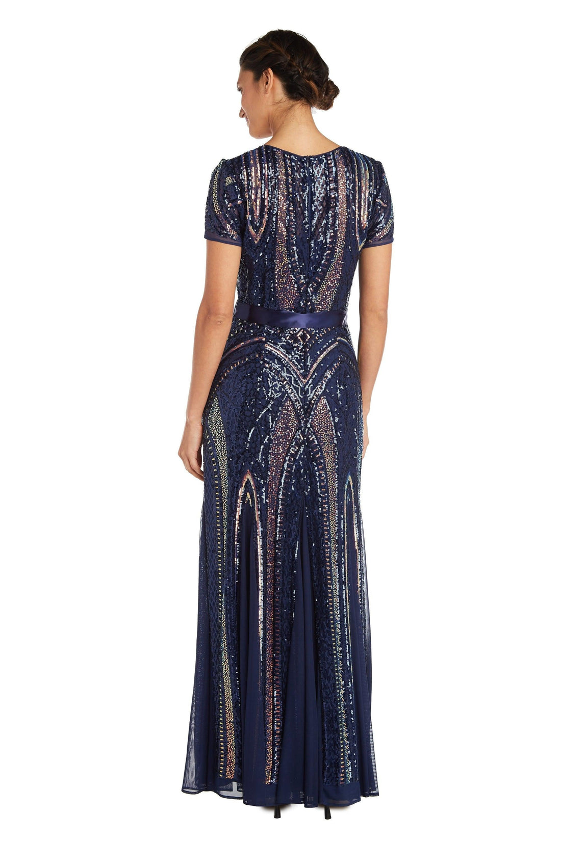 R&M Richards 3048P Printed Long Formal Petite Dress